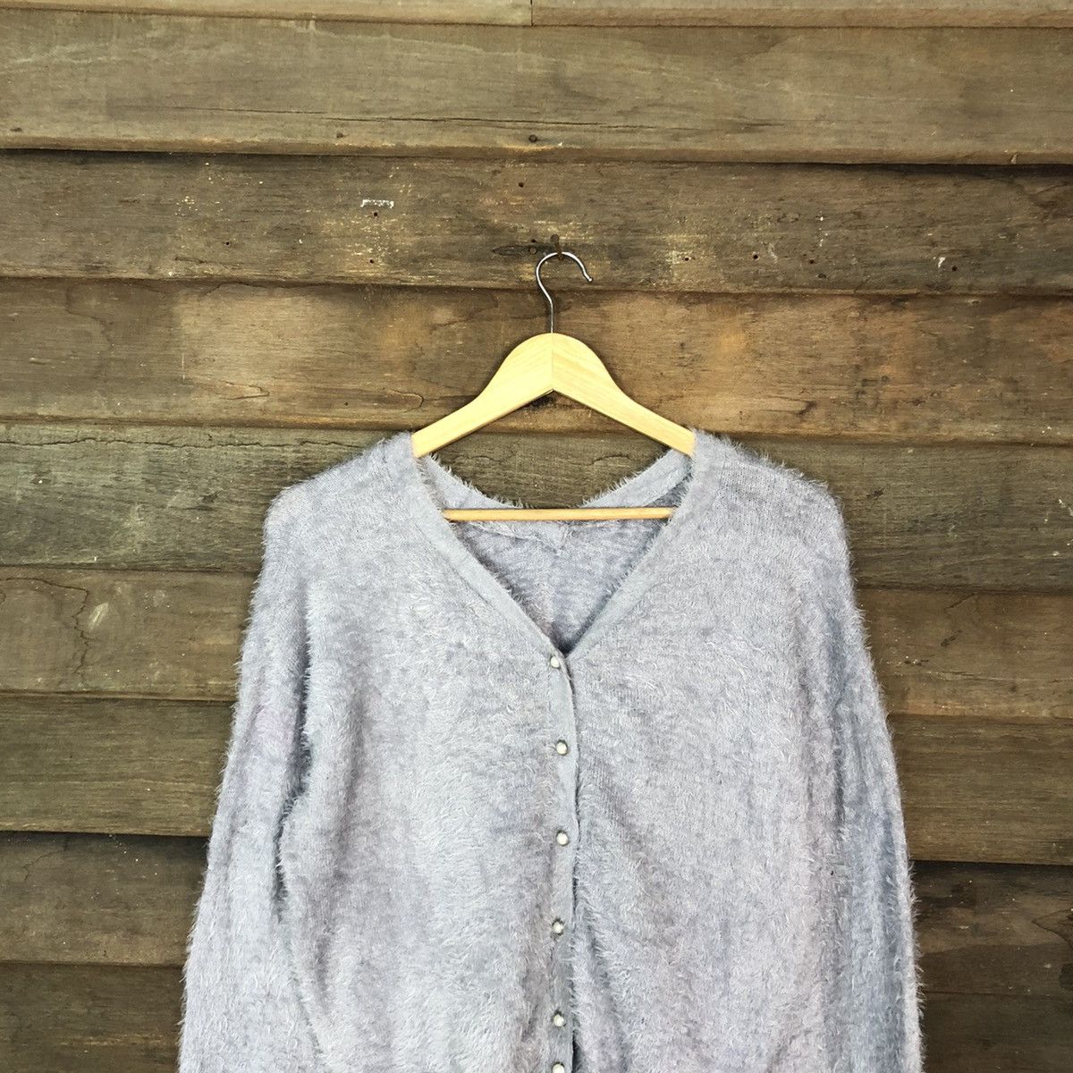 Homespun Knitwear Japan Light Purple Mohair shaggy fur cardigan Knitwear#c1072 Size US M / EU 48-50 / 2 - 9 Thumbnail