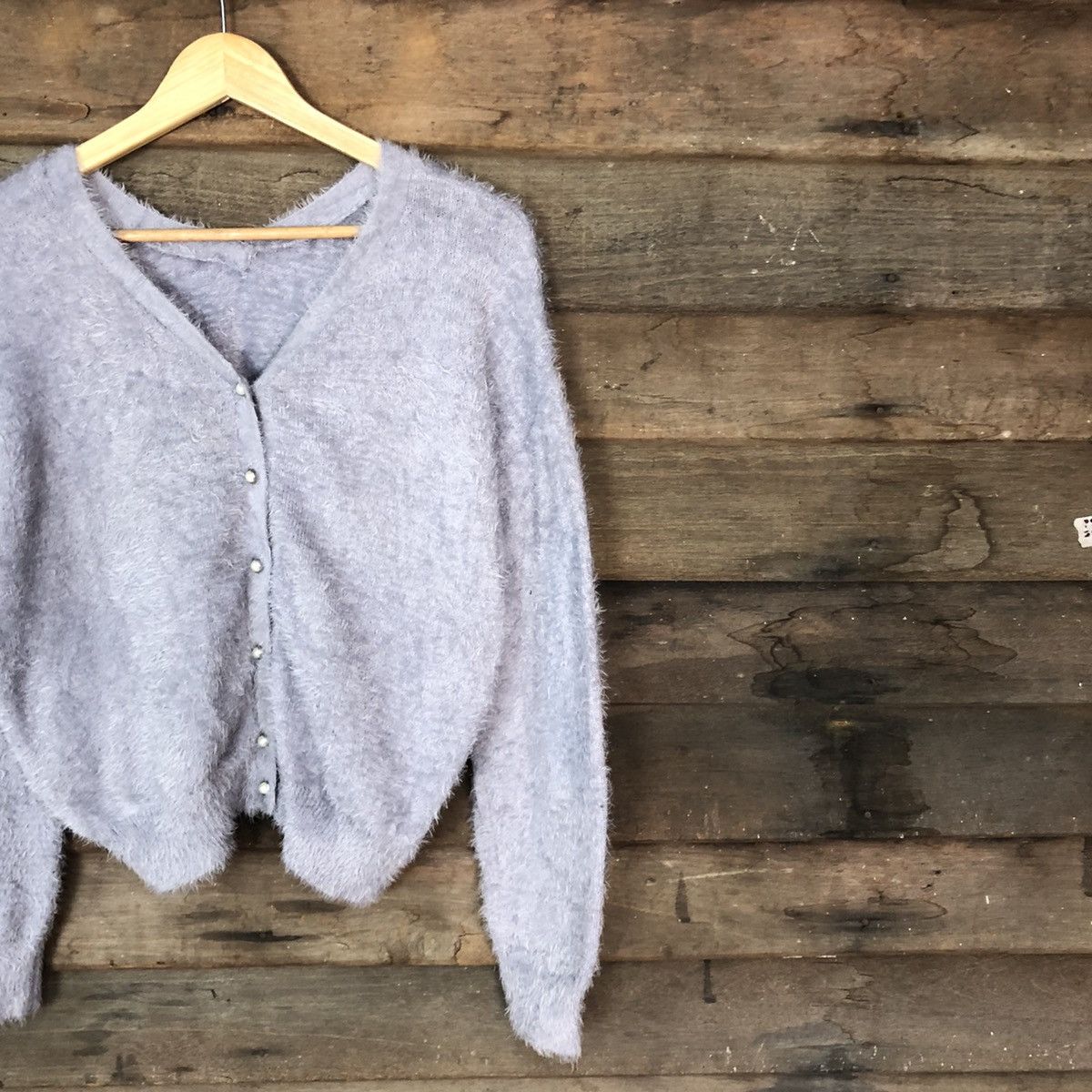 Homespun Knitwear Japan Light Purple Mohair shaggy fur cardigan Knitwear#c1072 Size US M / EU 48-50 / 2 - 5 Thumbnail