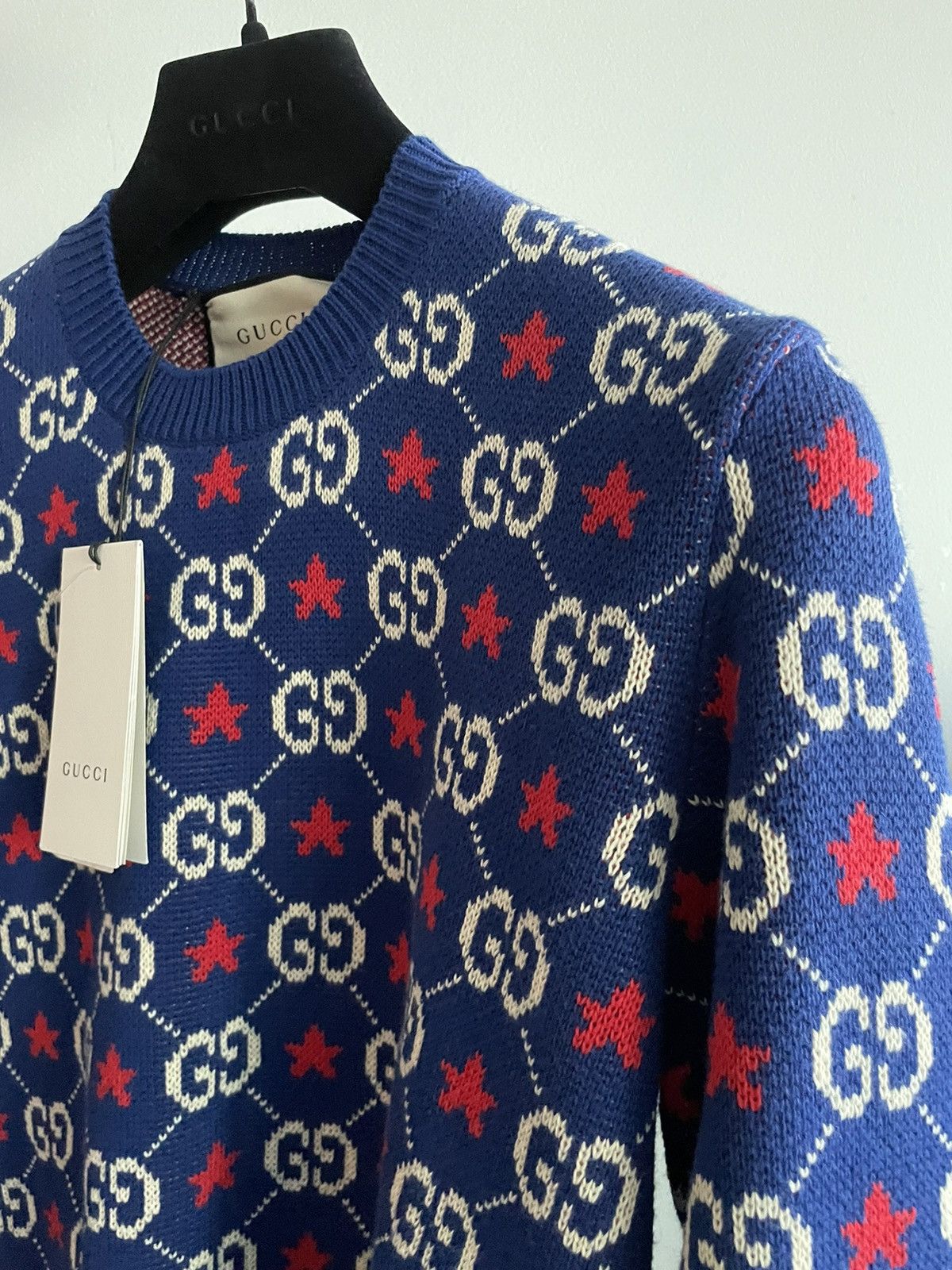 Gucci $2,500 Value NEW Rare Runway Brand NEW GG Logo Star Sweater Size US L / EU 52-54 / 3 - 23 Thumbnail
