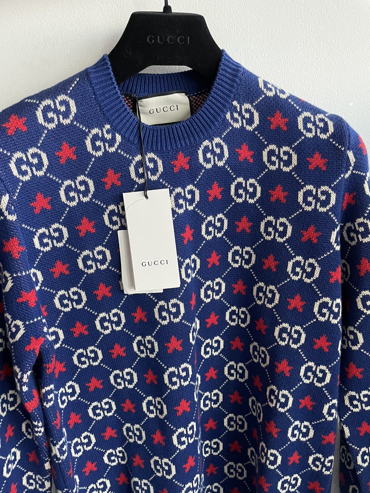 Gucci $2,500 Value NEW Rare Runway Brand NEW GG Logo Star Sweater Size US L / EU 52-54 / 3 - 16 Thumbnail