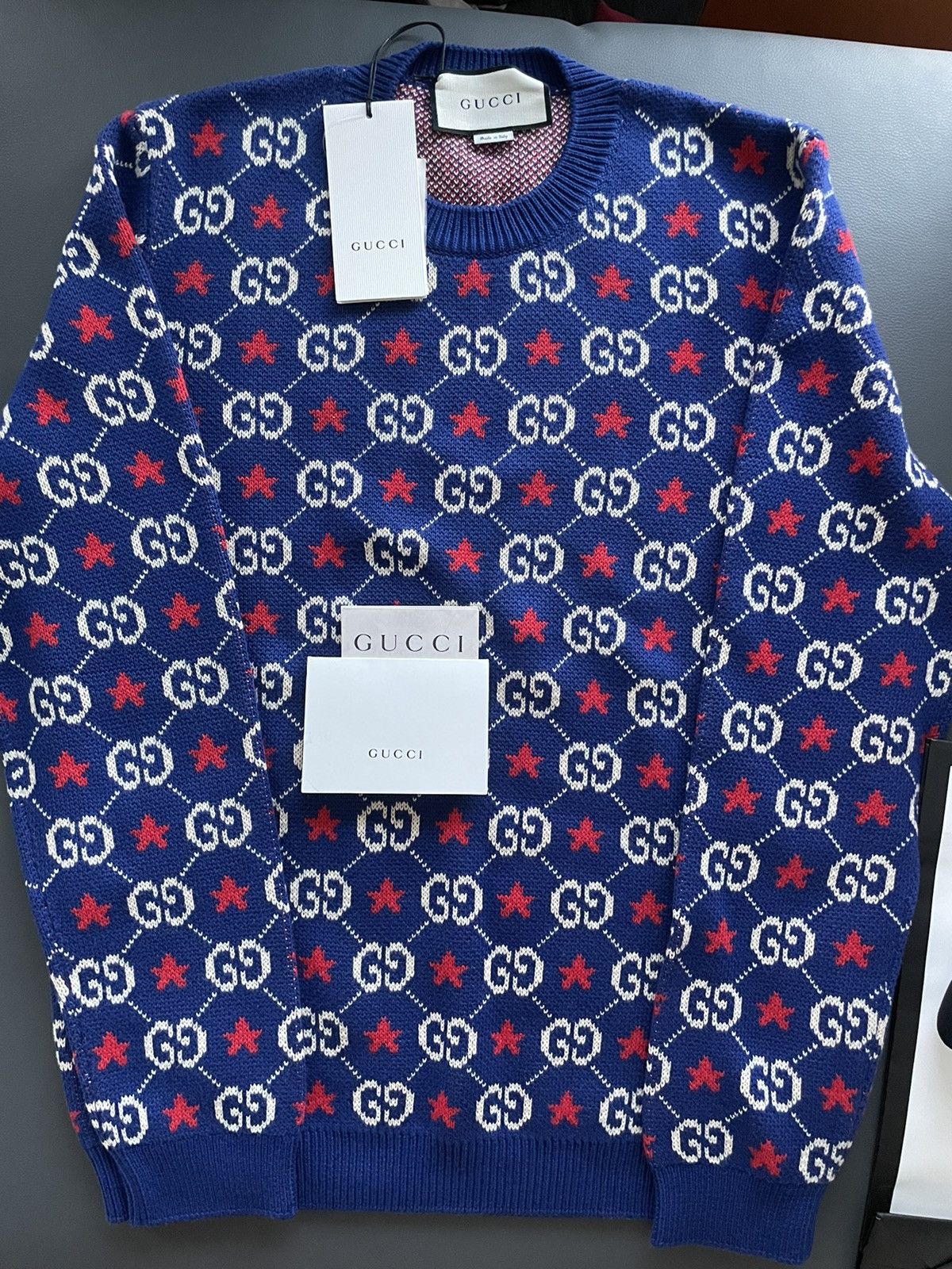 Gucci $2,500 Value NEW Rare Runway Brand NEW GG Logo Star Sweater Size US L / EU 52-54 / 3 - 13 Thumbnail
