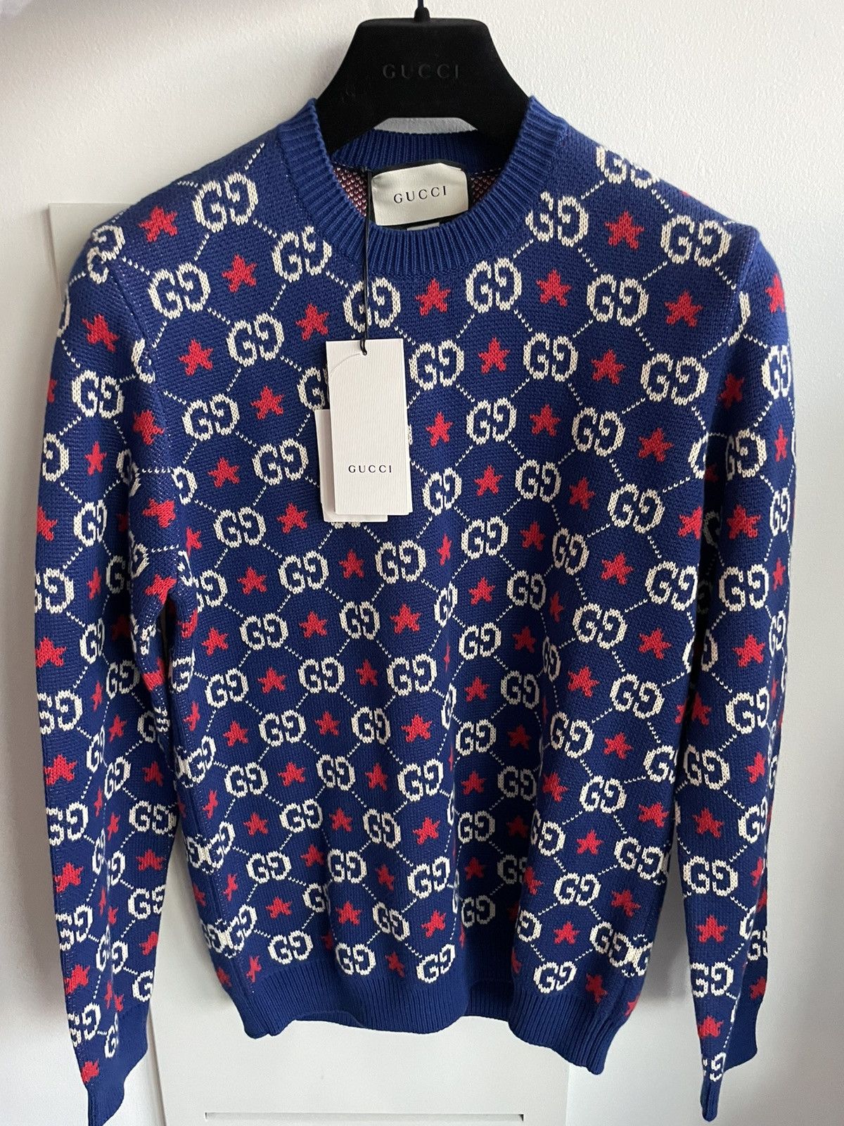 Gucci $2,500 Value NEW Rare Runway Brand NEW GG Logo Star Sweater Size US L / EU 52-54 / 3 - 11 Thumbnail