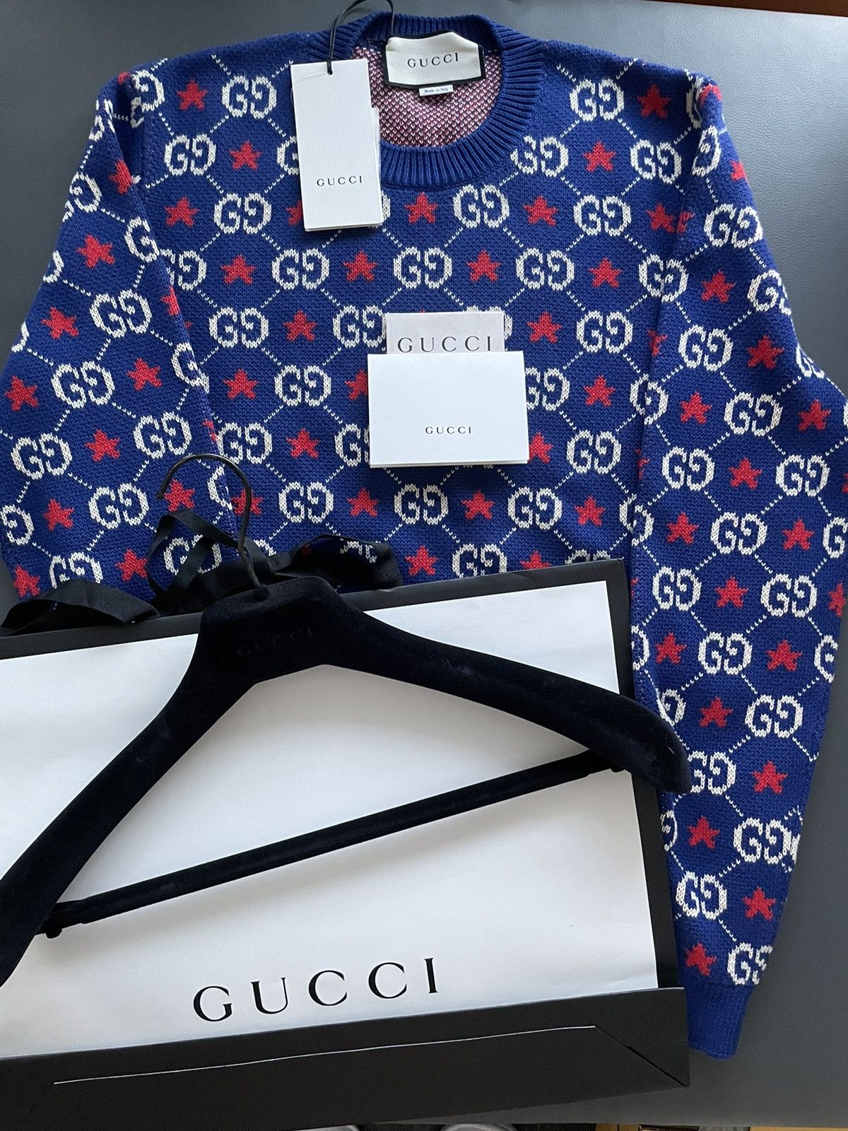 Gucci $2,500 Value NEW Rare Runway Brand NEW GG Logo Star Sweater Size US L / EU 52-54 / 3 - 19 Thumbnail