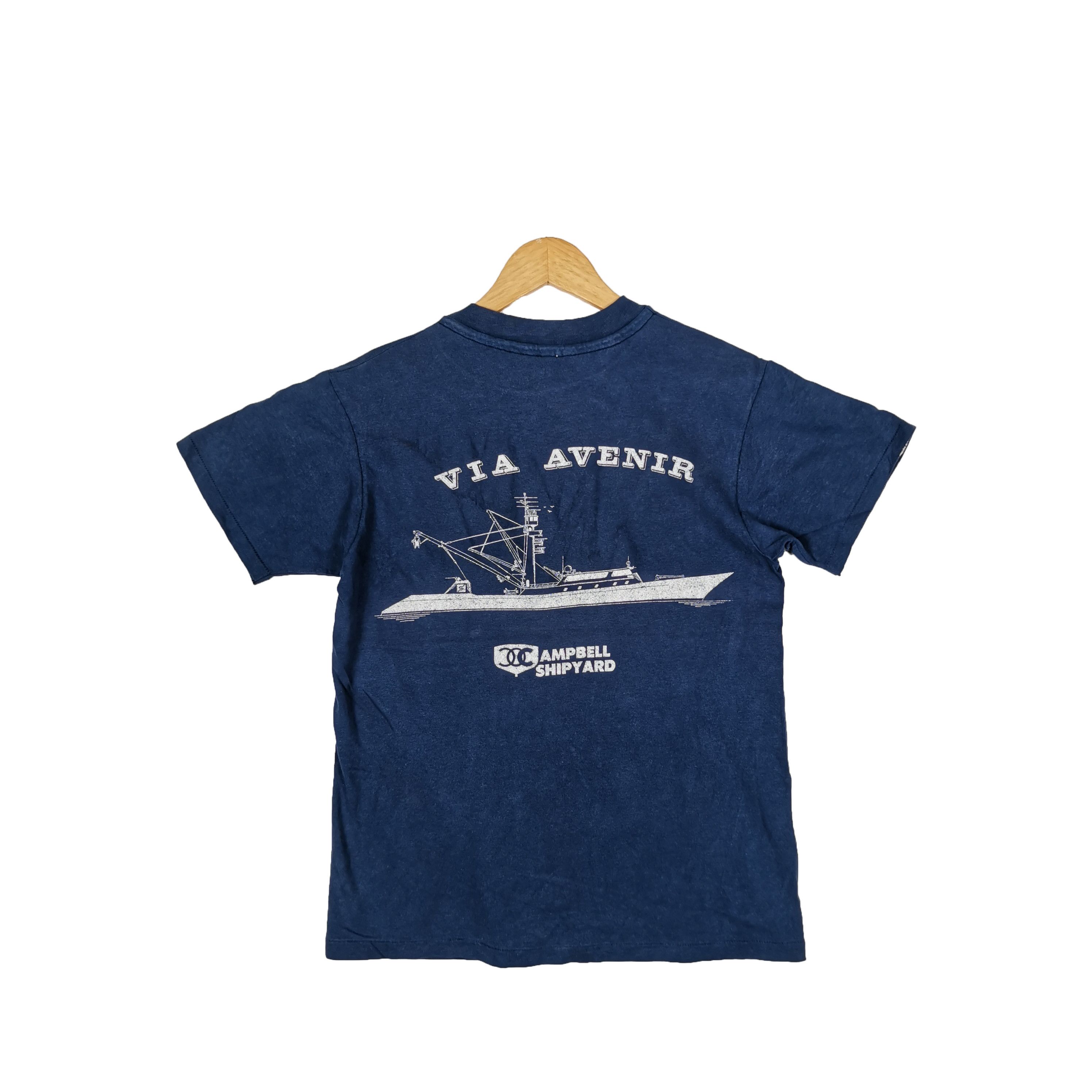 Vintage Vintage Via Avenir Ampbell Shipyard T-shirt Crewneck Tee Size US S / EU 44-46 / 1 - 2 Thumbnail