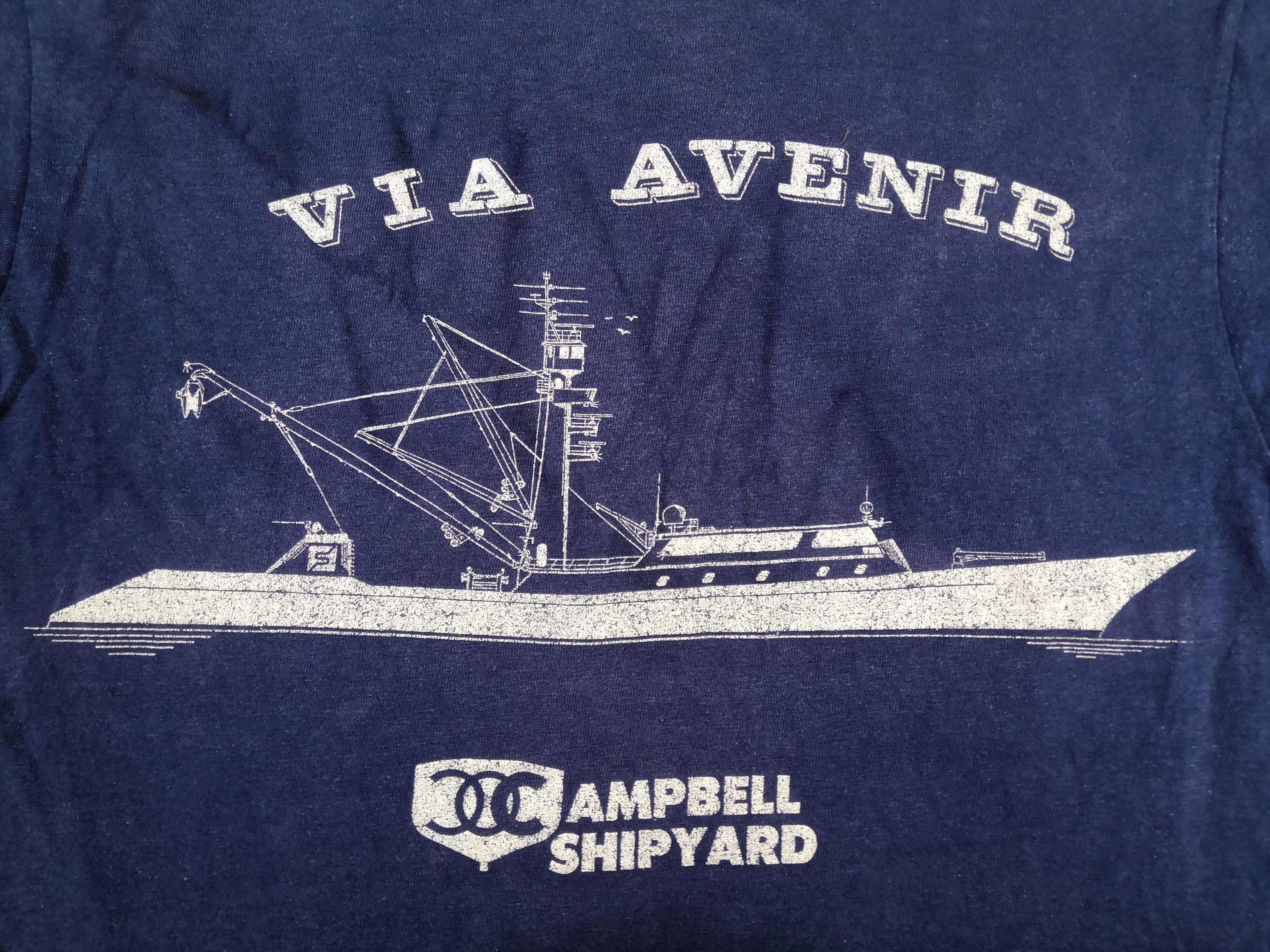Vintage Vintage Via Avenir Ampbell Shipyard T-shirt Crewneck Tee Size US S / EU 44-46 / 1 - 5 Thumbnail