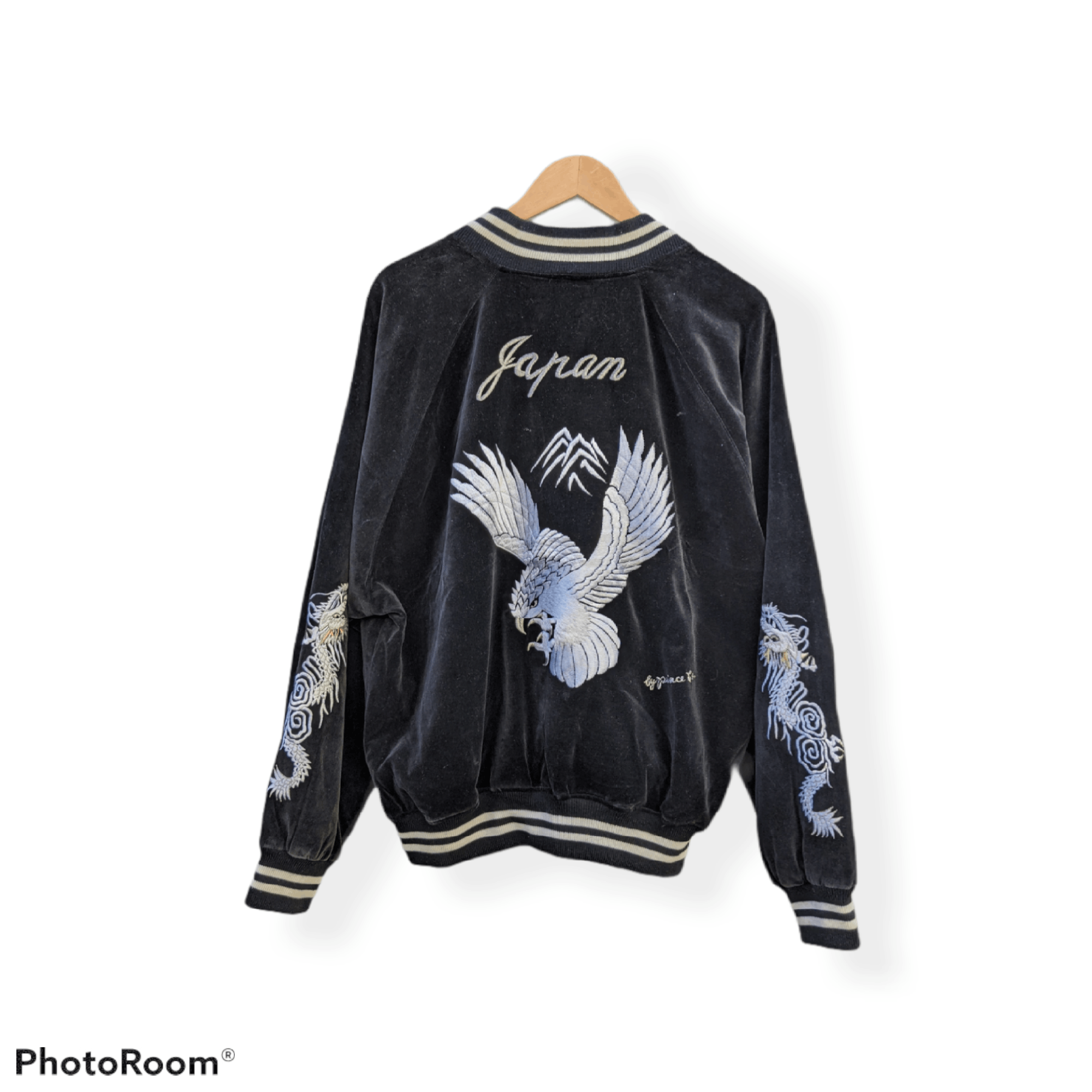 image of Sukajan Souvenir Jacket Steals Vintage Prince Co. Sukajan Embroidery in Black Gold, Men's (Size XL)