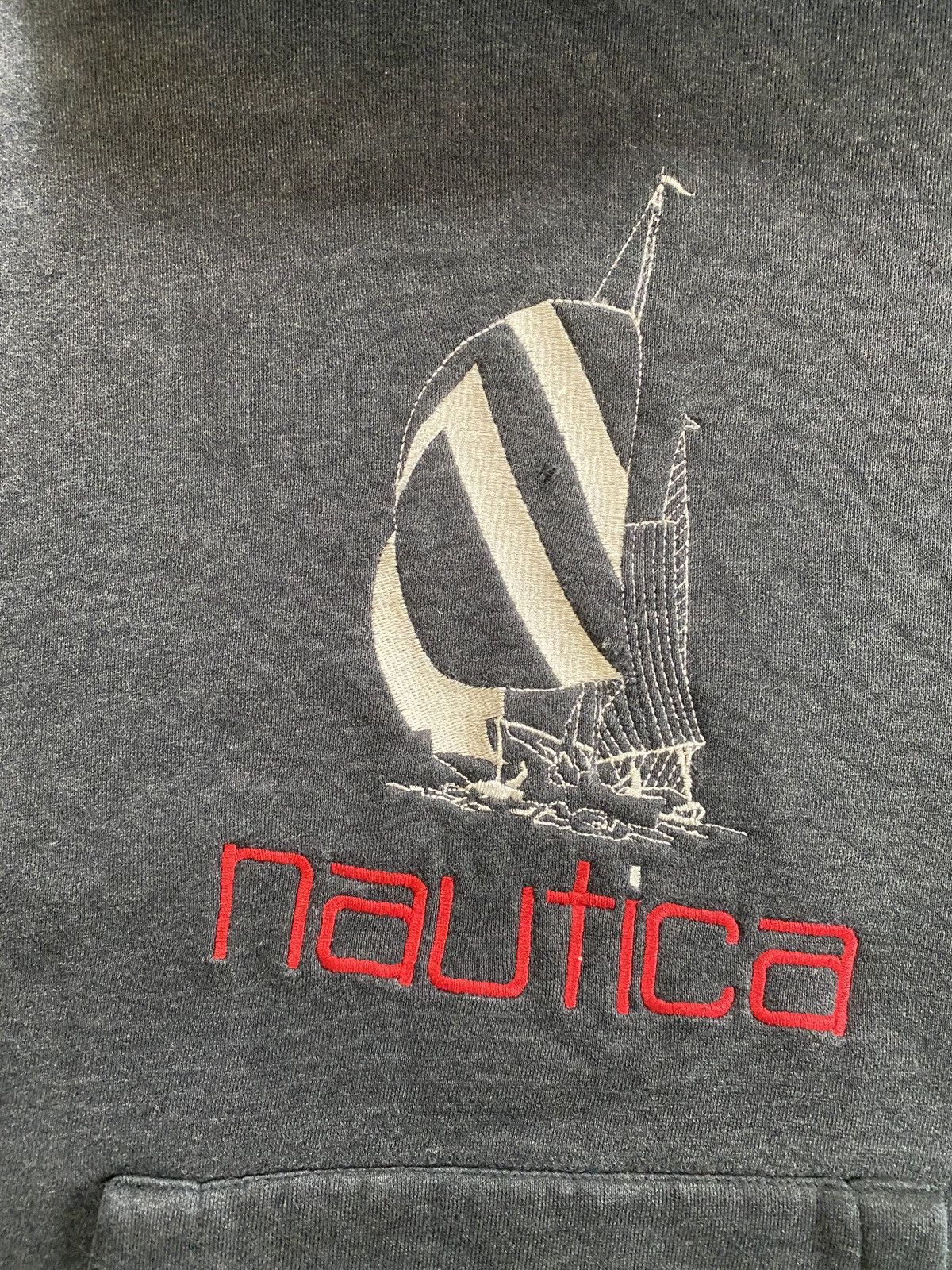 Nautica Vintage 90’s Nautica Big Logo Oversized Hoodie Sweatshirt Size US XL / EU 56 / 4 - 3 Thumbnail