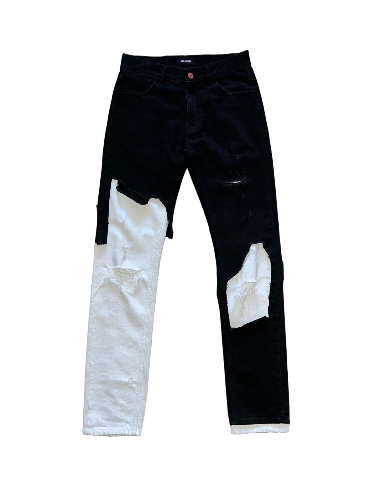 image of Raf Simons Destroyed Double Layer Pants Aw19 in Black, Men's (Size 30)