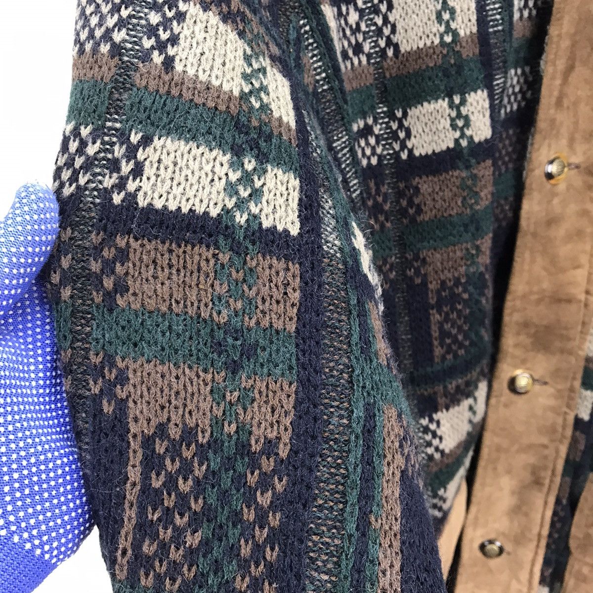 Aran Isles Knitwear Bicolman Creative staff 1984 Knitwear leather jacket Size US L / EU 52-54 / 3 - 9 Thumbnail