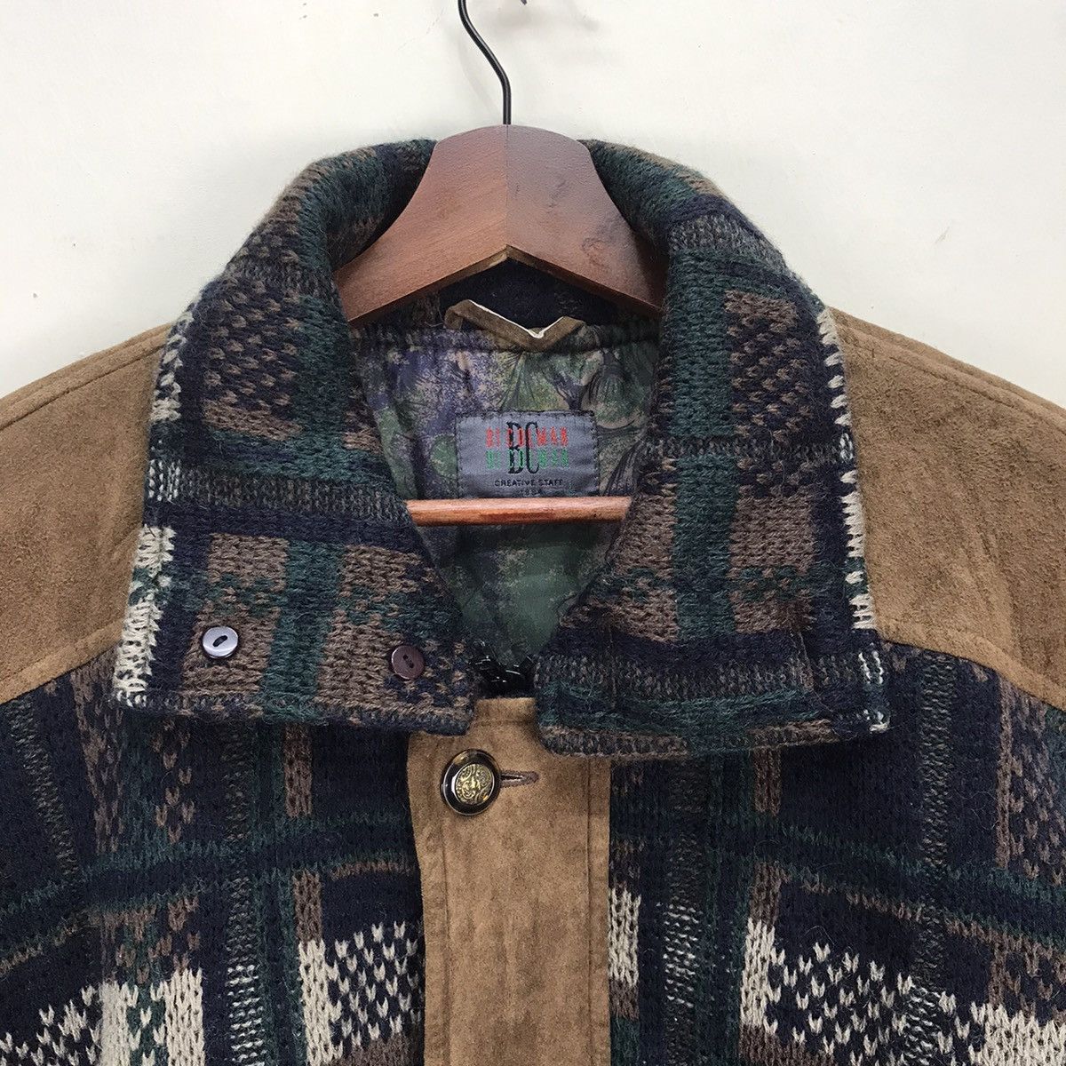Aran Isles Knitwear Bicolman Creative staff 1984 Knitwear leather jacket Size US L / EU 52-54 / 3 - 10 Thumbnail