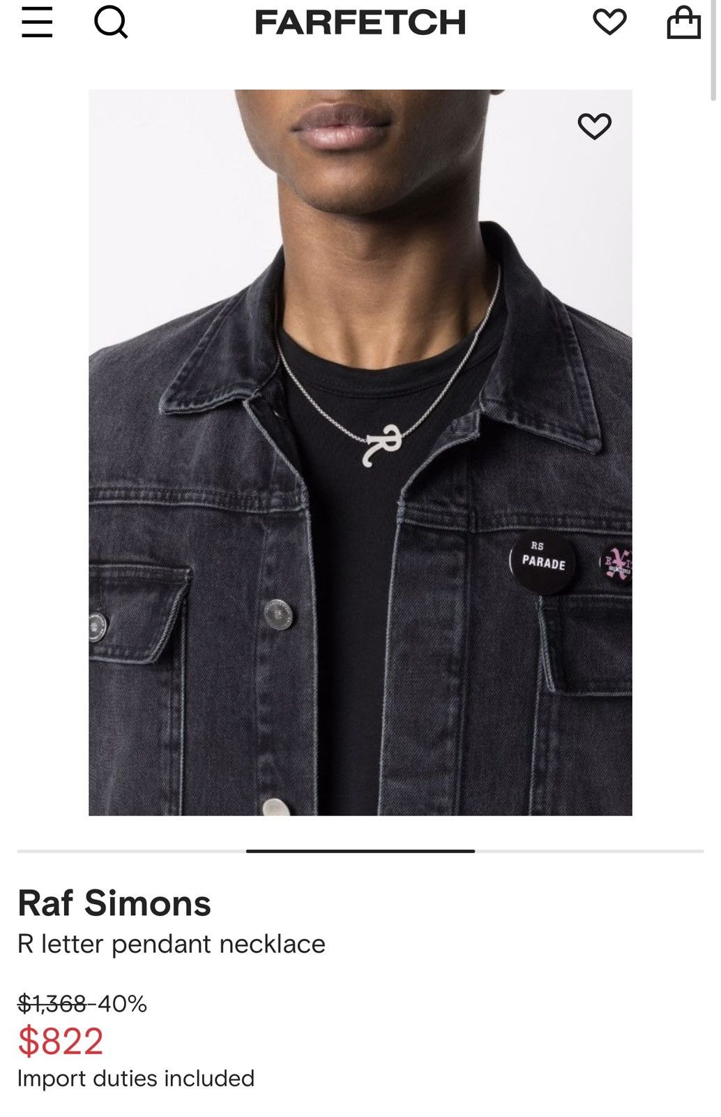 Raf Simons R letter pendant necklace Size ONE SIZE - 5 Thumbnail