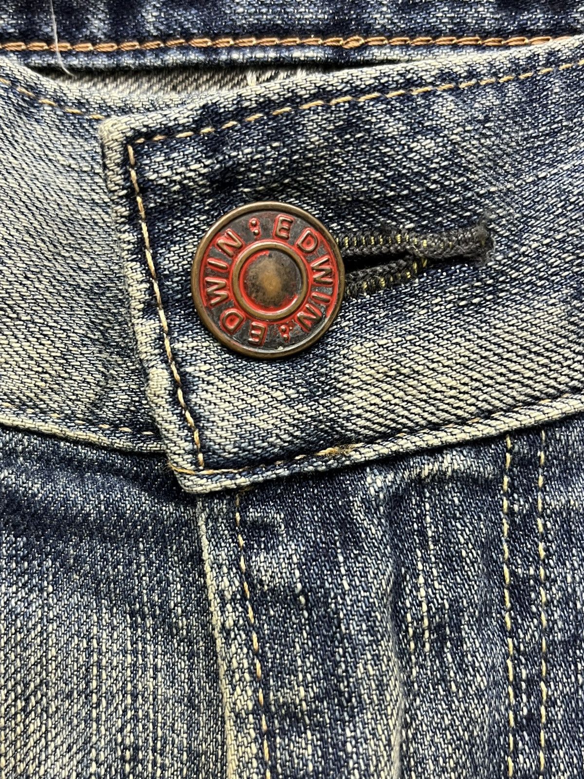 Japanese Brand × Vintage Thrashed Natural Ripped Faded Blue Splash Denim Flare Insane Size US 35 - 6 Thumbnail