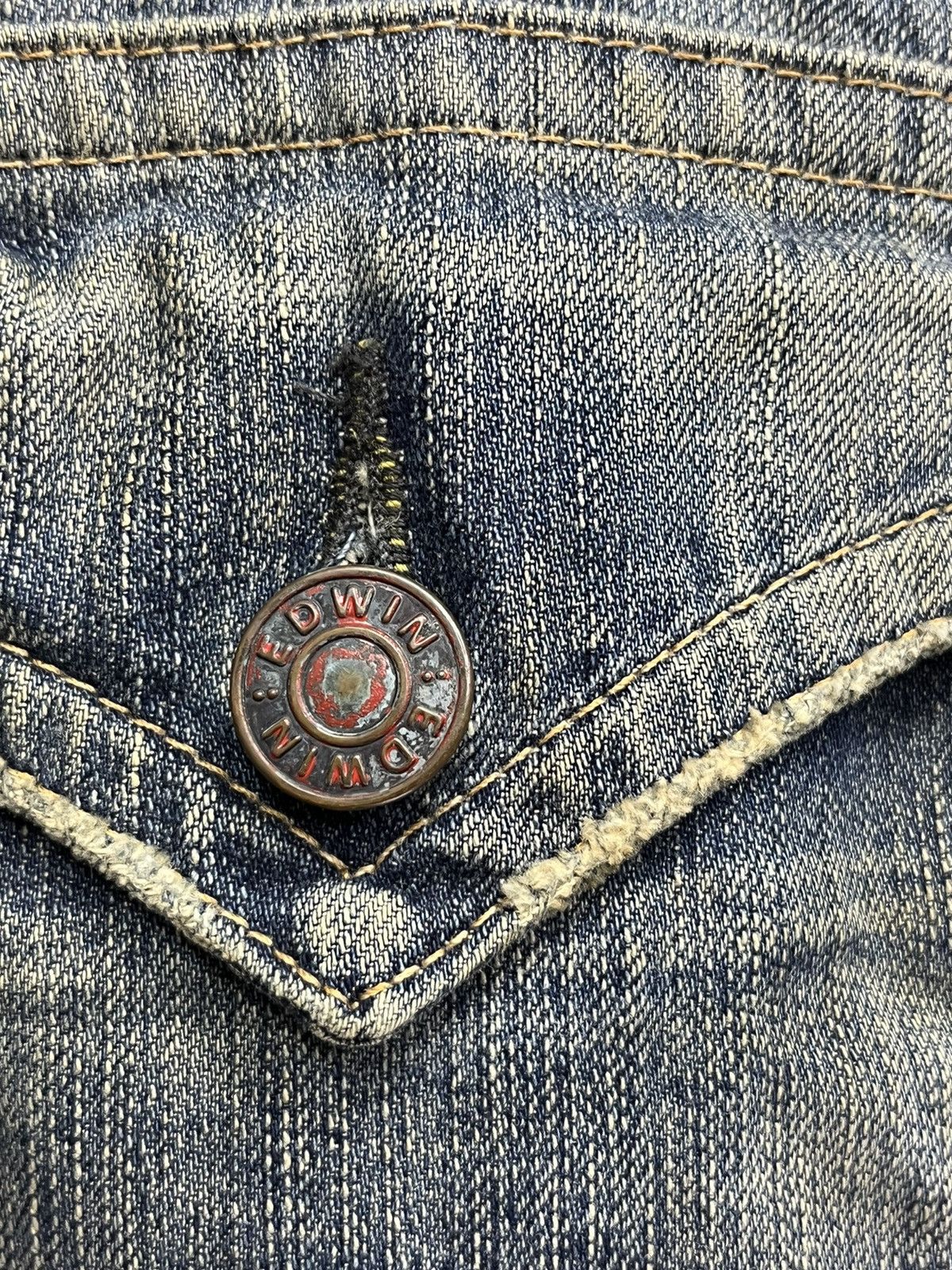 Japanese Brand × Vintage Thrashed Natural Ripped Faded Blue Splash Denim Flare Insane Size US 35 - 13 Thumbnail