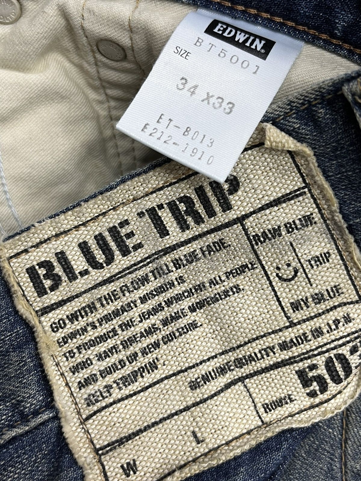 Japanese Brand × Vintage Thrashed Natural Ripped Faded Blue Splash Denim Flare Insane Size US 35 - 18 Thumbnail