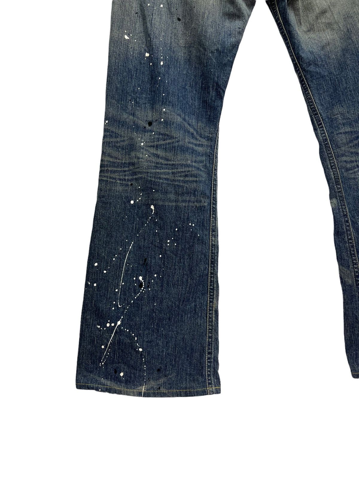 Japanese Brand × Vintage Thrashed Natural Ripped Faded Blue Splash Denim Flare Insane Size US 35 - 10 Thumbnail