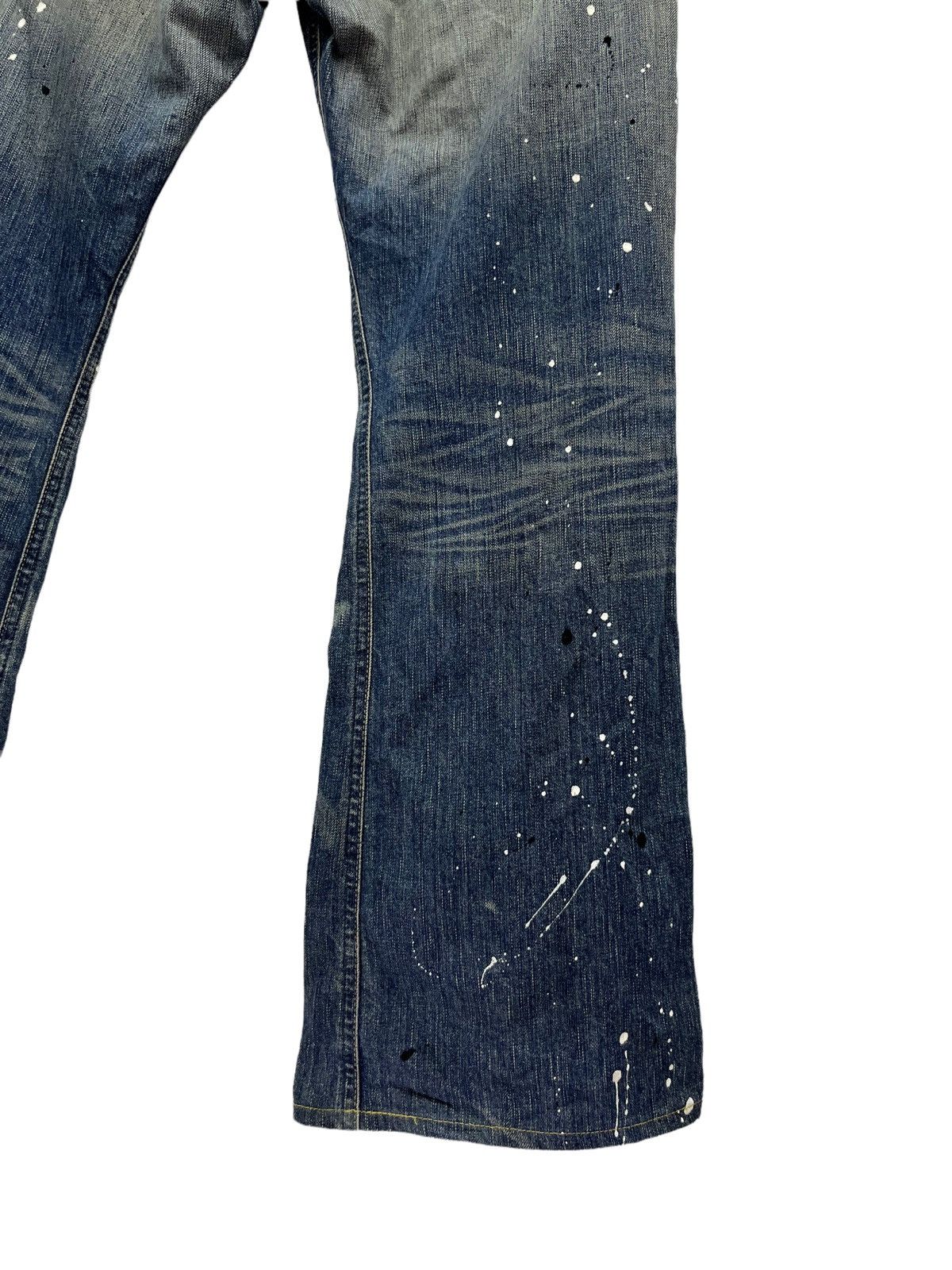 Japanese Brand × Vintage Thrashed Natural Ripped Faded Blue Splash Denim Flare Insane Size US 35 - 11 Thumbnail