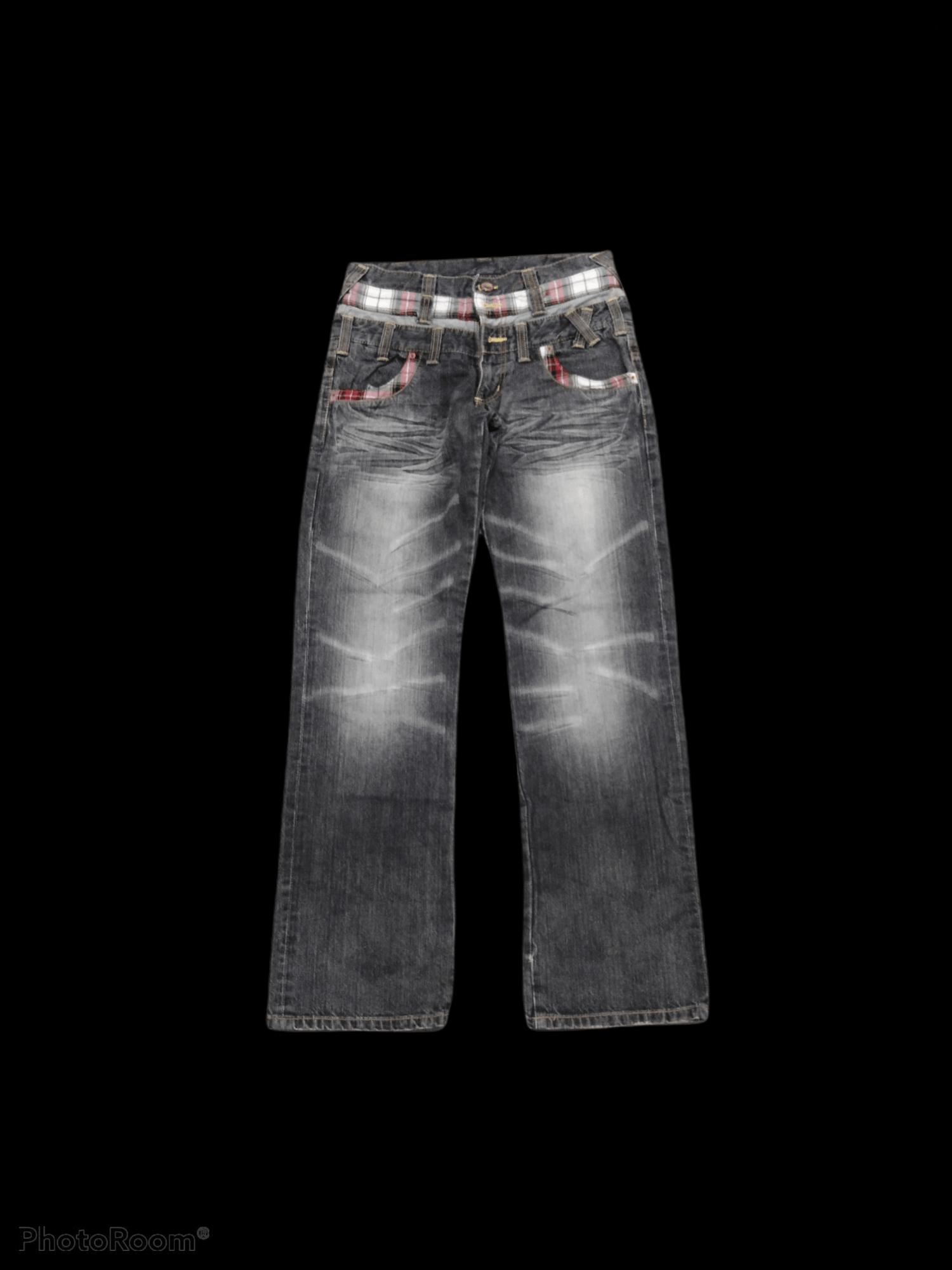 Other SUPER SICK⚡DISTRESSED FLASH DOUBLE WAIST UNBRAND DENIM PANTS Size US 31 - 1 Thumbnail