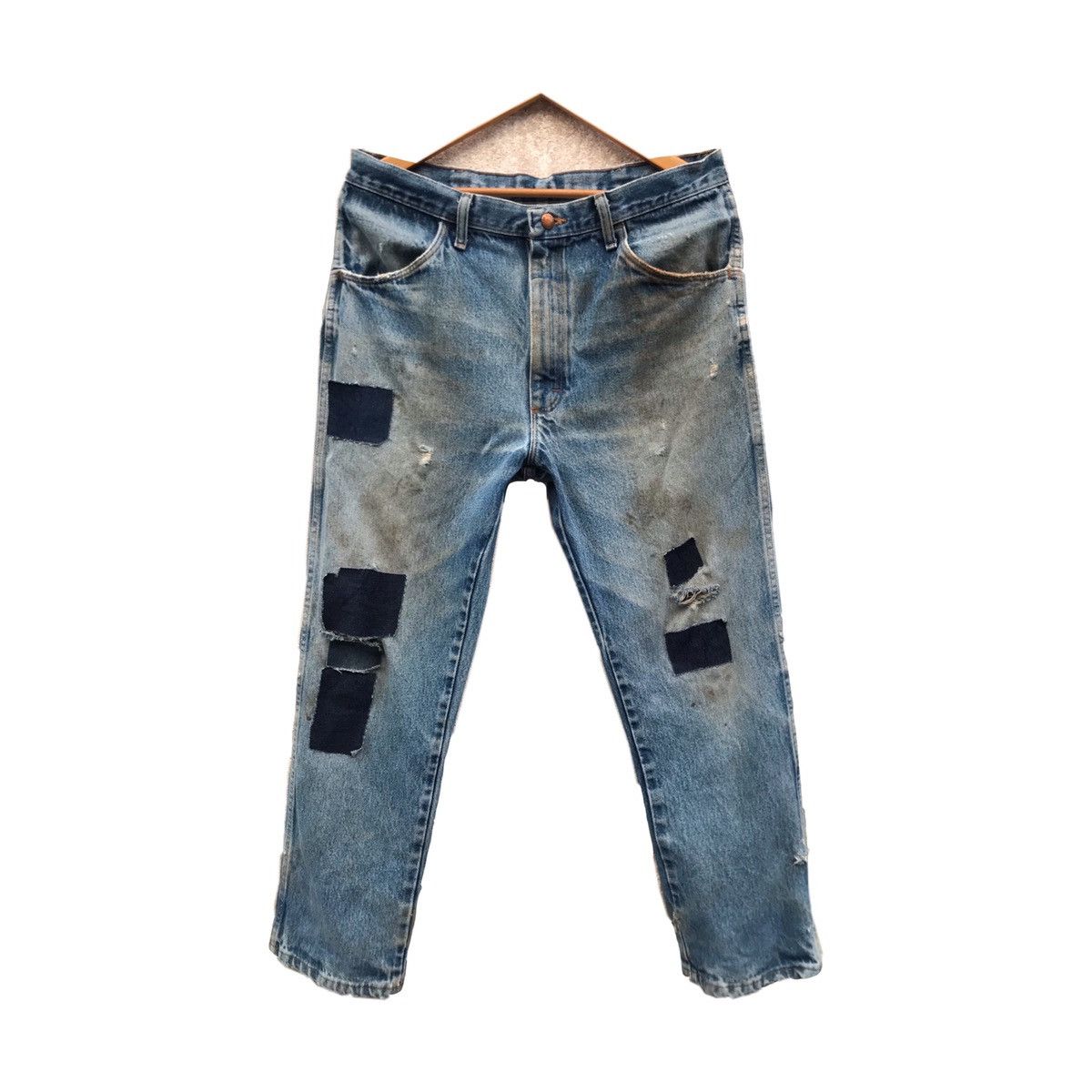 Vintage Vintage Baggy Patched Rustler Denim Jeans Pant Kurt kobain Size US 34 / EU 50 - 1 Thumbnail