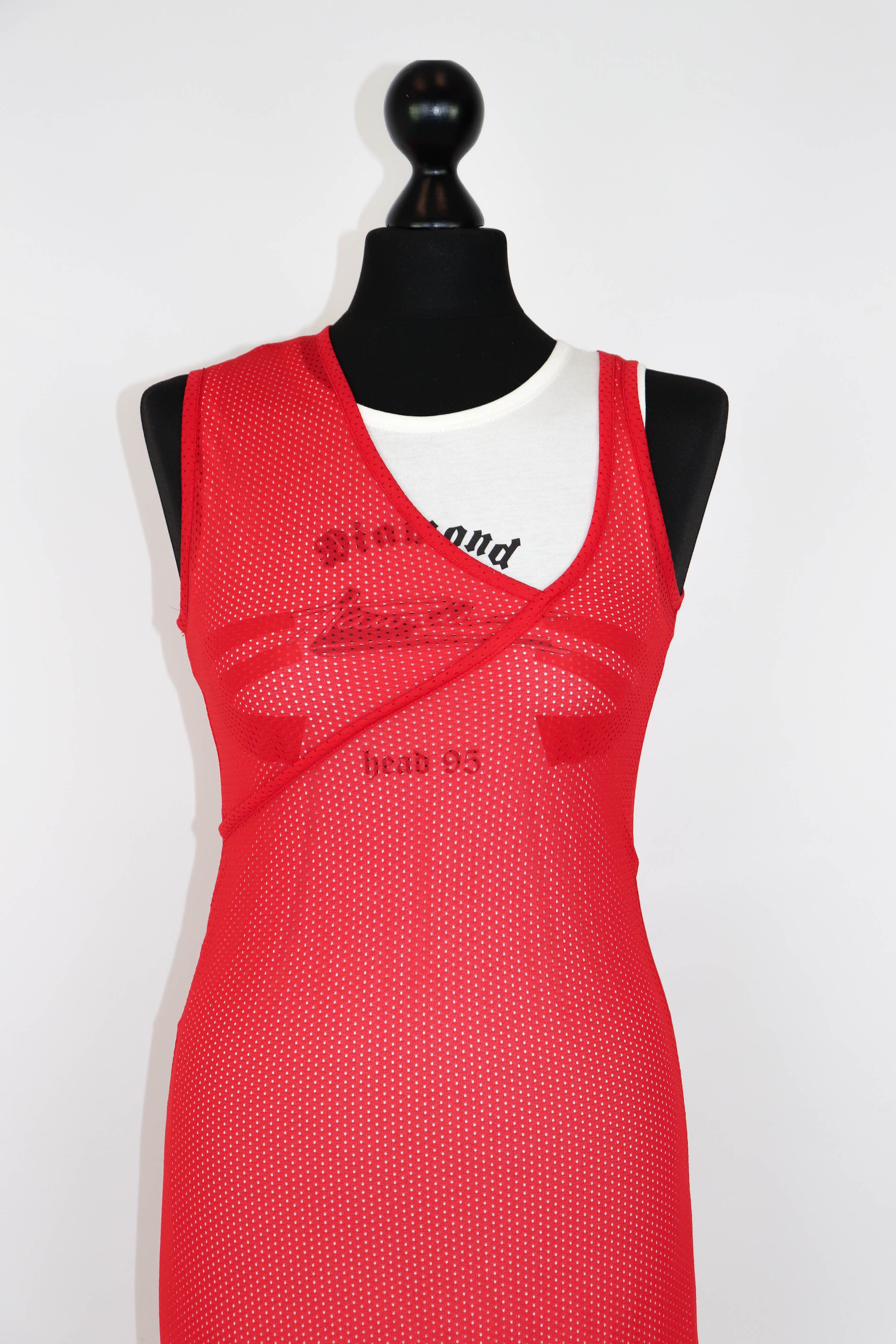 Helmut Lang Helmut Lang Re-Edi Fire Red Layered Diamond Head Shift Dress Size XS / US 0-2 / IT 36-38 - 9 Thumbnail