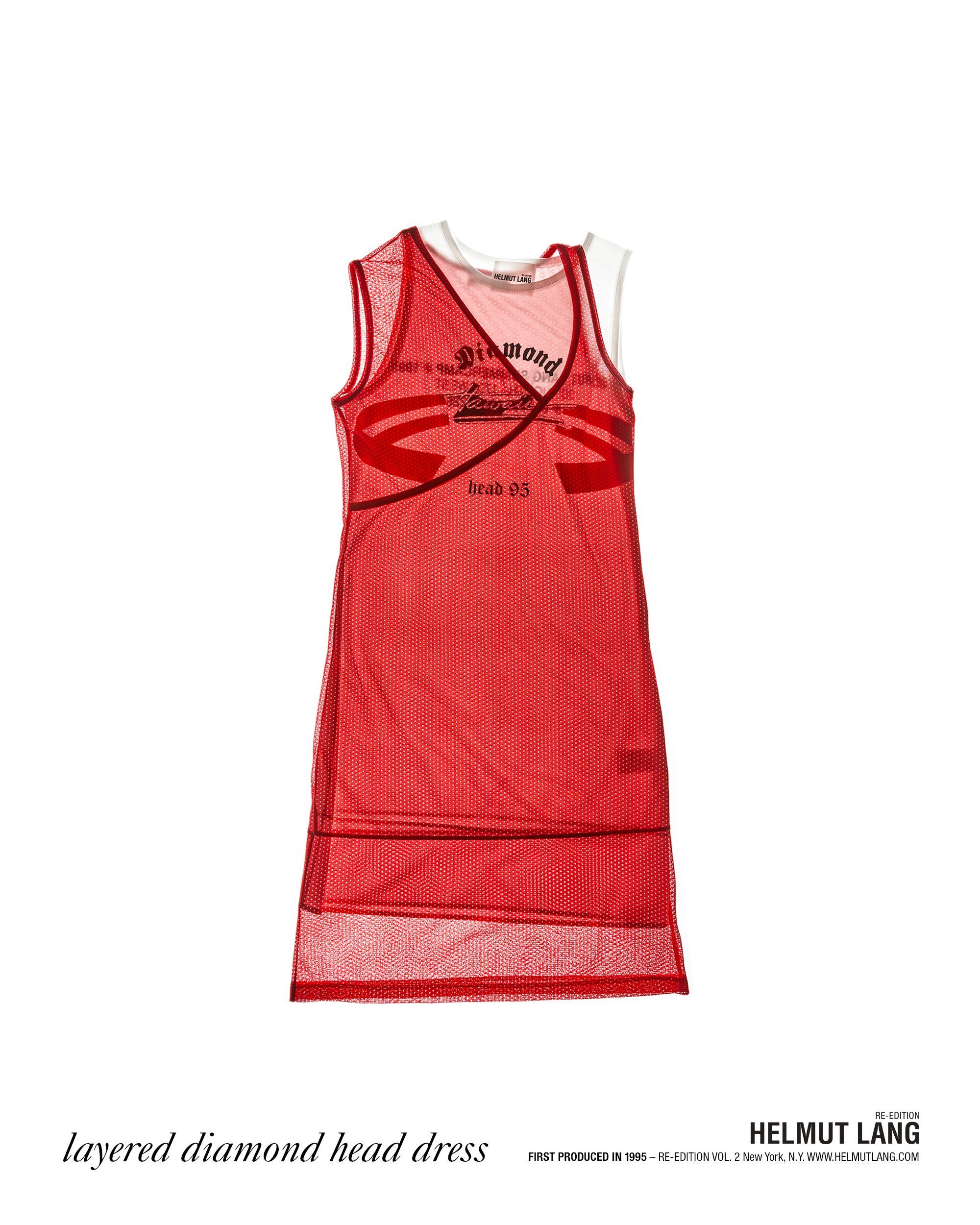 Helmut Lang Helmut Lang Re-Edi Fire Red Layered Diamond Head Shift Dress Size XS / US 0-2 / IT 36-38 - 3 Thumbnail