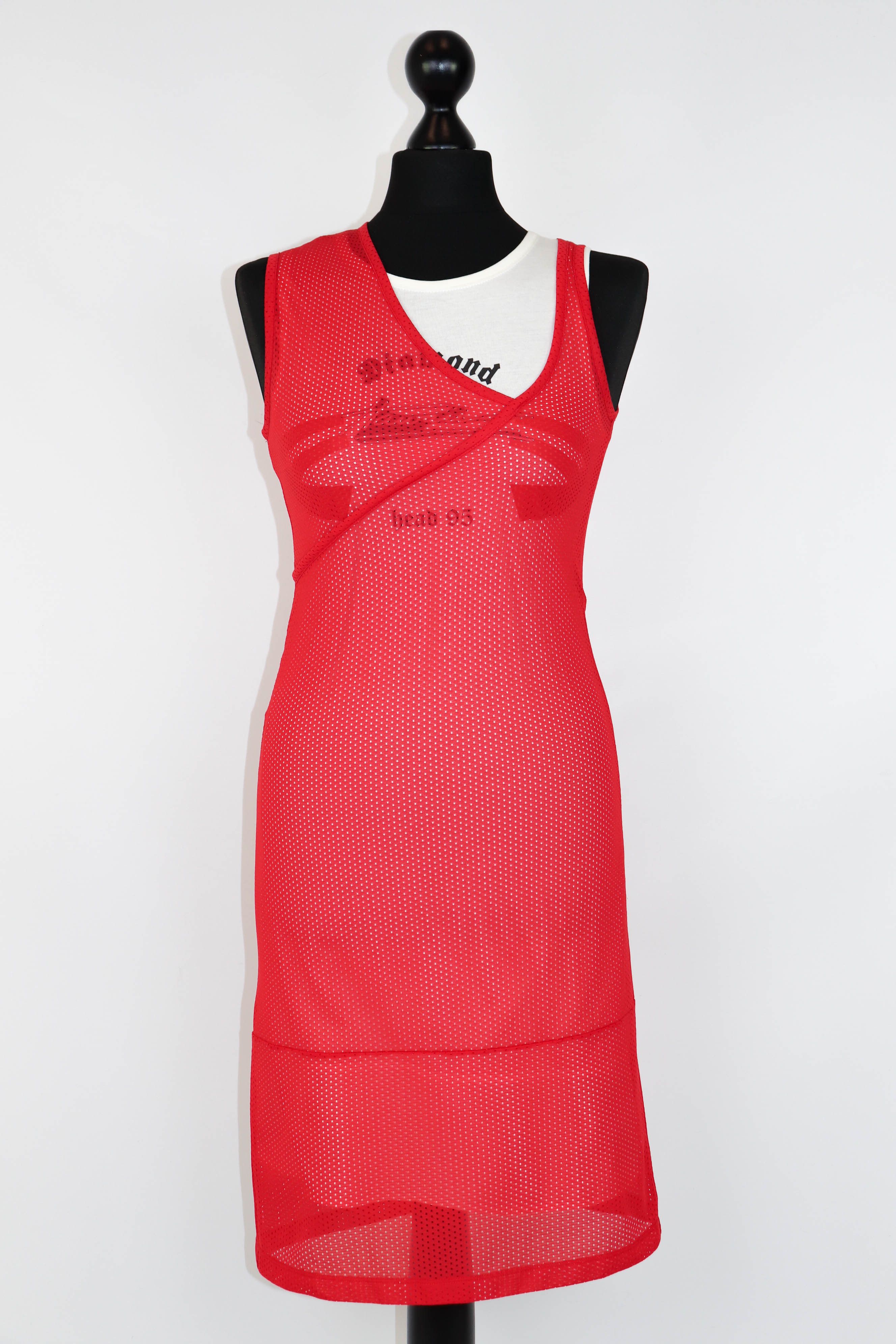 Helmut Lang Helmut Lang Re-Edi Fire Red Layered Diamond Head Shift Dress Size XS / US 0-2 / IT 36-38 - 4 Thumbnail