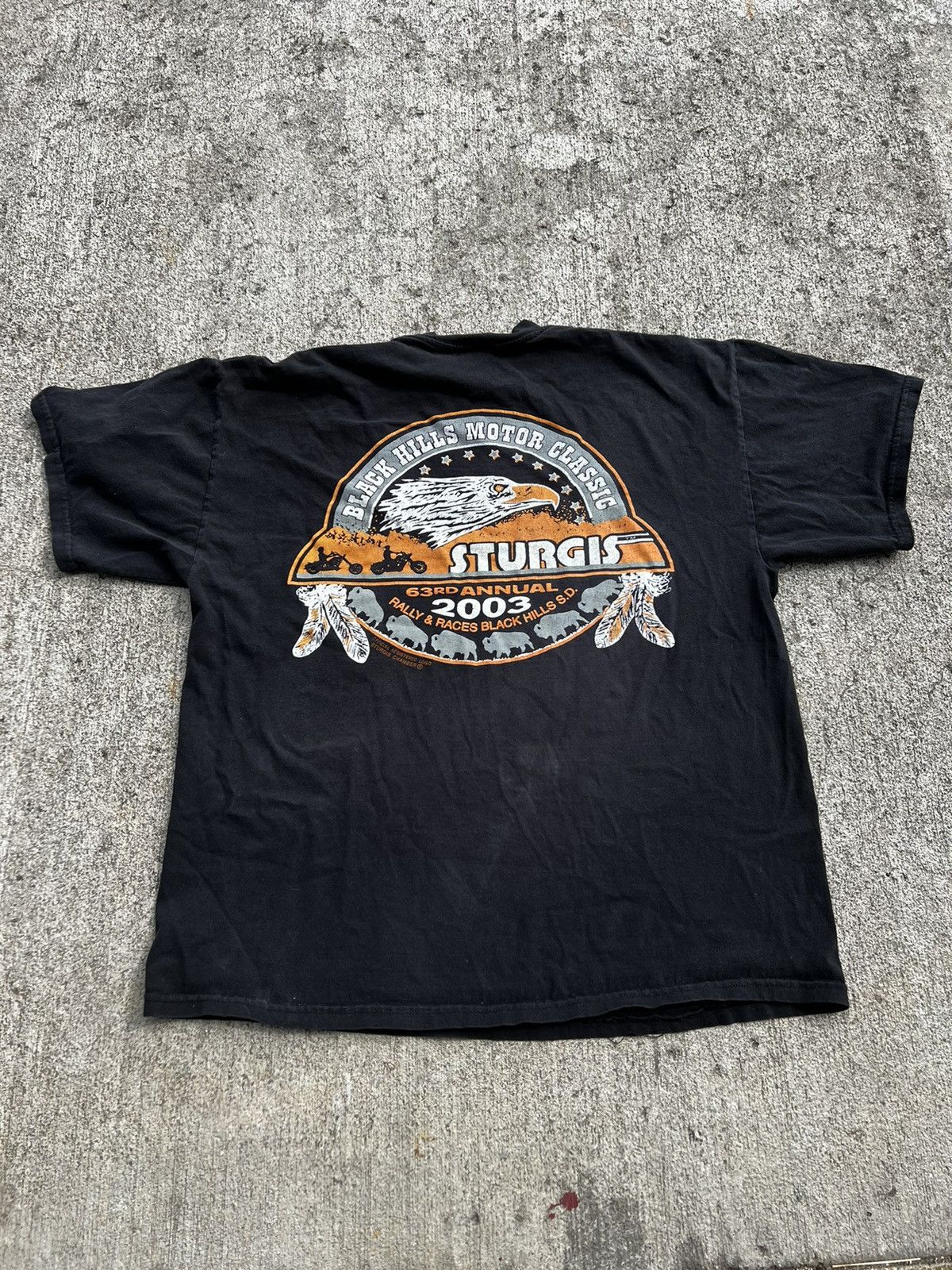 Harley Davidson × Vintage Vintage Y2K Sturgis Harley Davidson Black Faded Shirt Size US XL / EU 56 / 4 - 1 Thumbnail