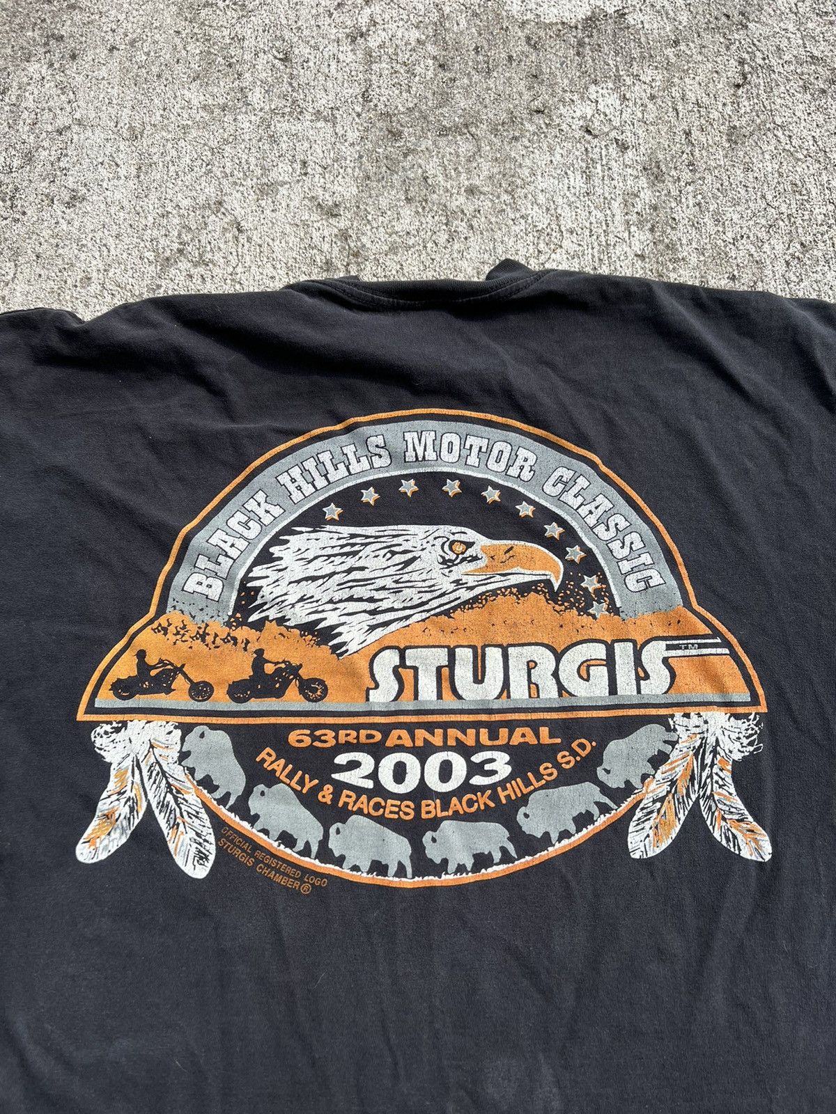 Harley Davidson × Vintage Vintage Y2K Sturgis Harley Davidson Black Faded Shirt Size US XL / EU 56 / 4 - 2 Thumbnail