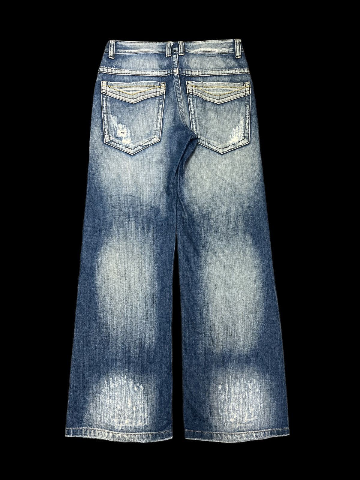 Japanese Brand SUPER SICK‼️BAGGY💥UNKNOWN THRASHED RIPPED DENIM PANT Size US 32 / EU 48 - 6 Thumbnail