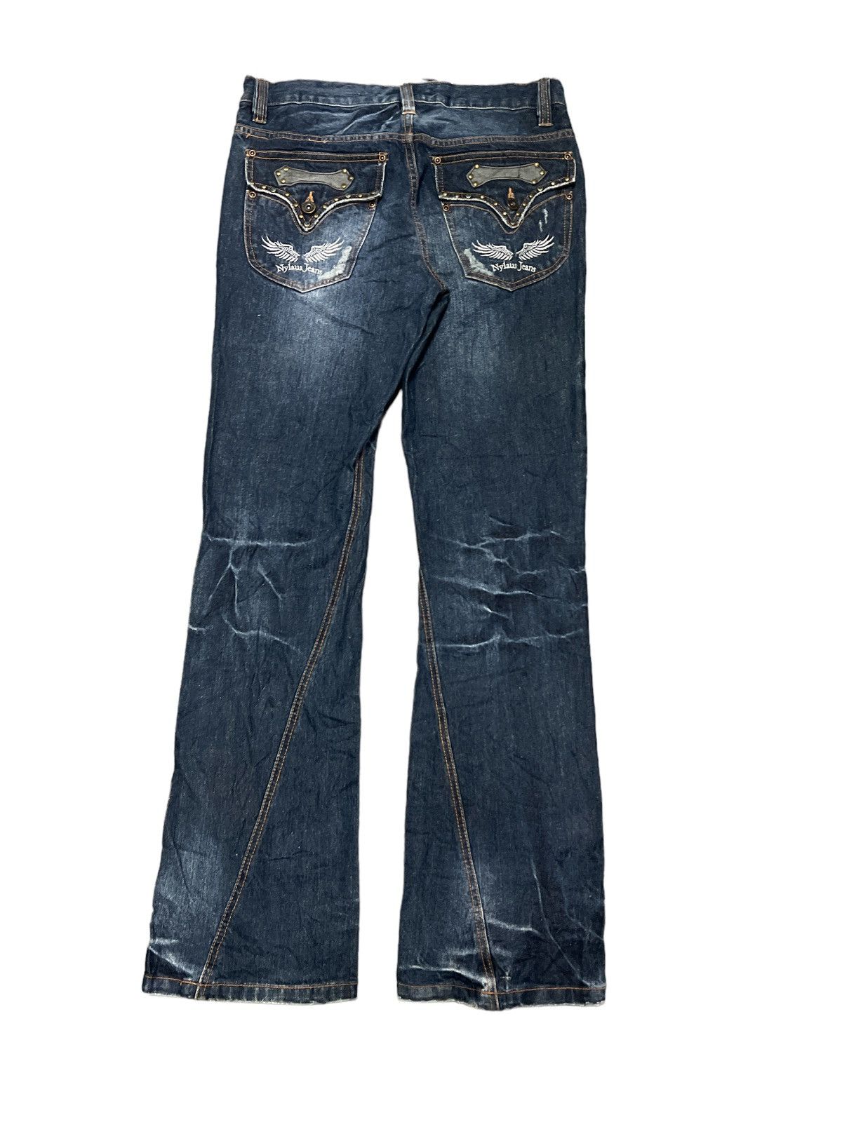 Japanese Brand FLARED💥DISTRESSED DENIM TWIST PANT BY NYLAUS Size US 32 / EU 48 - 6 Thumbnail