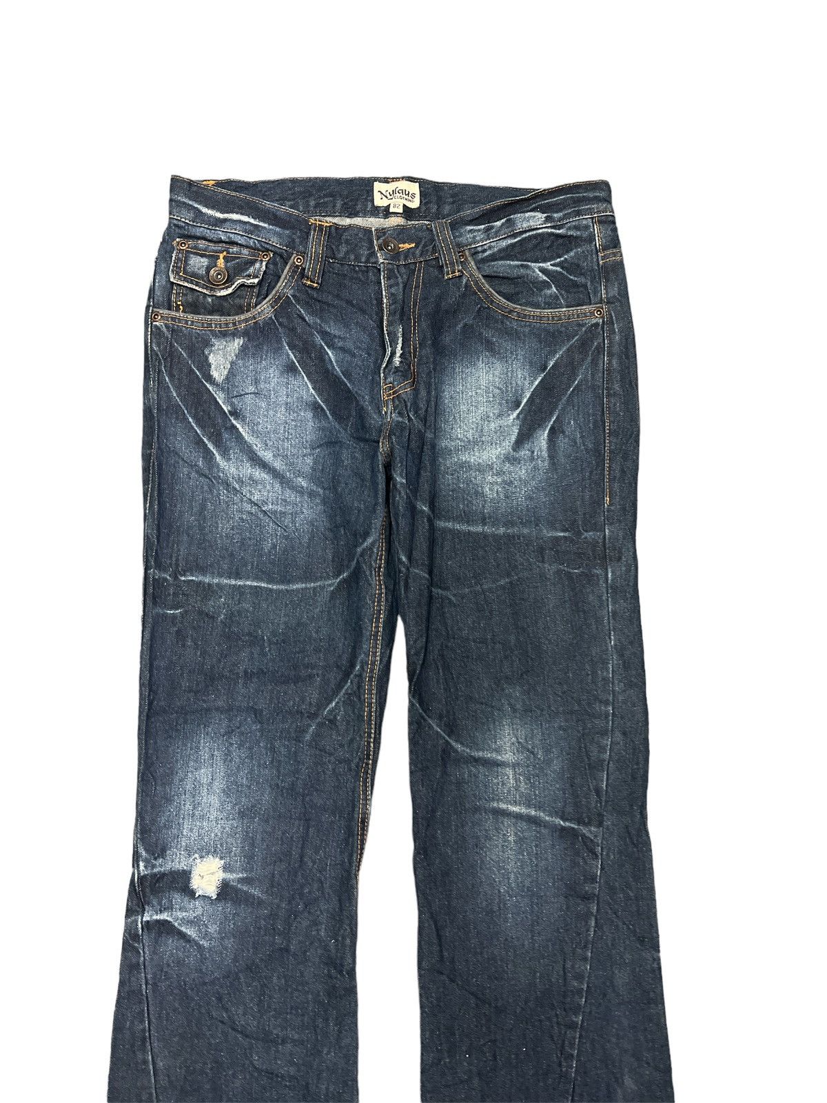 Japanese Brand FLARED💥DISTRESSED DENIM TWIST PANT BY NYLAUS Size US 32 / EU 48 - 2 Thumbnail
