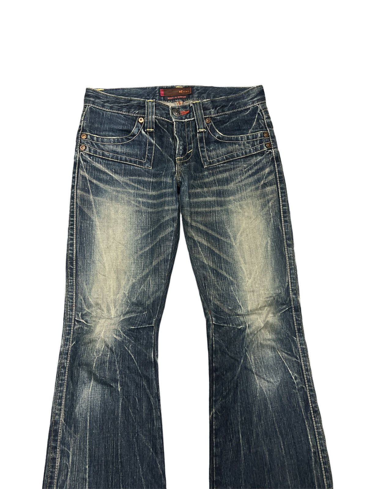 Japanese Brand FLARED💥ET BOTTE DISTRESSED DENIM PANT MADE IN JAPAN Size US 30 / EU 46 - 2 Thumbnail