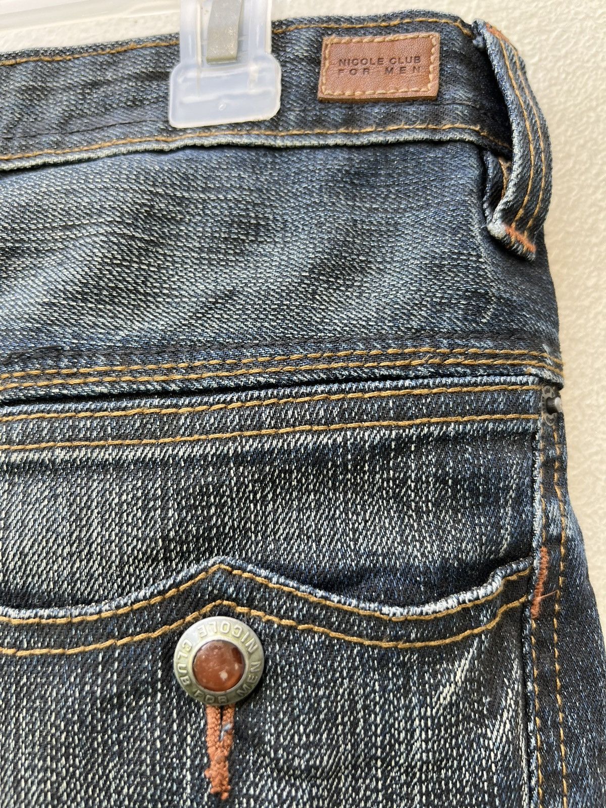 Nicole Club Nicole Club FM Japan Stretch Waxed Denim Flare Jeans Size US 31 - 19 Thumbnail