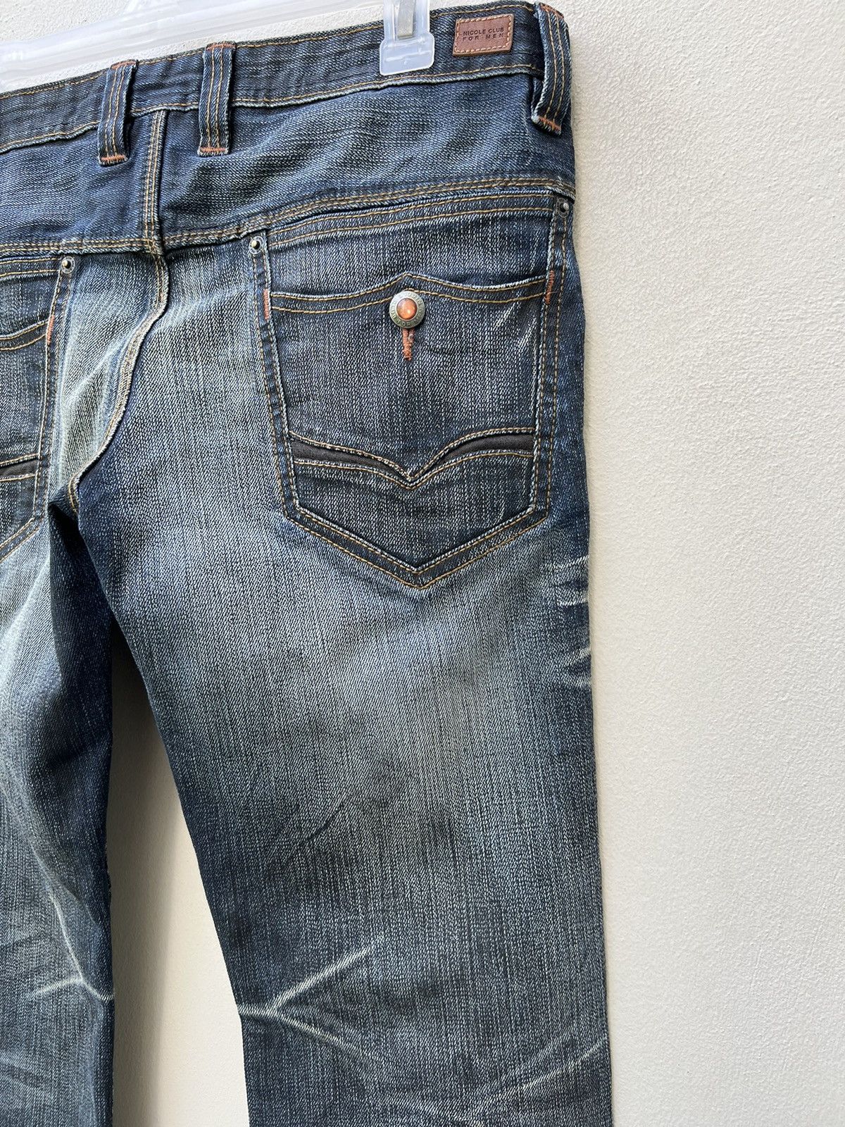 Nicole Club Nicole Club FM Japan Stretch Waxed Denim Flare Jeans Size US 31 - 18 Thumbnail