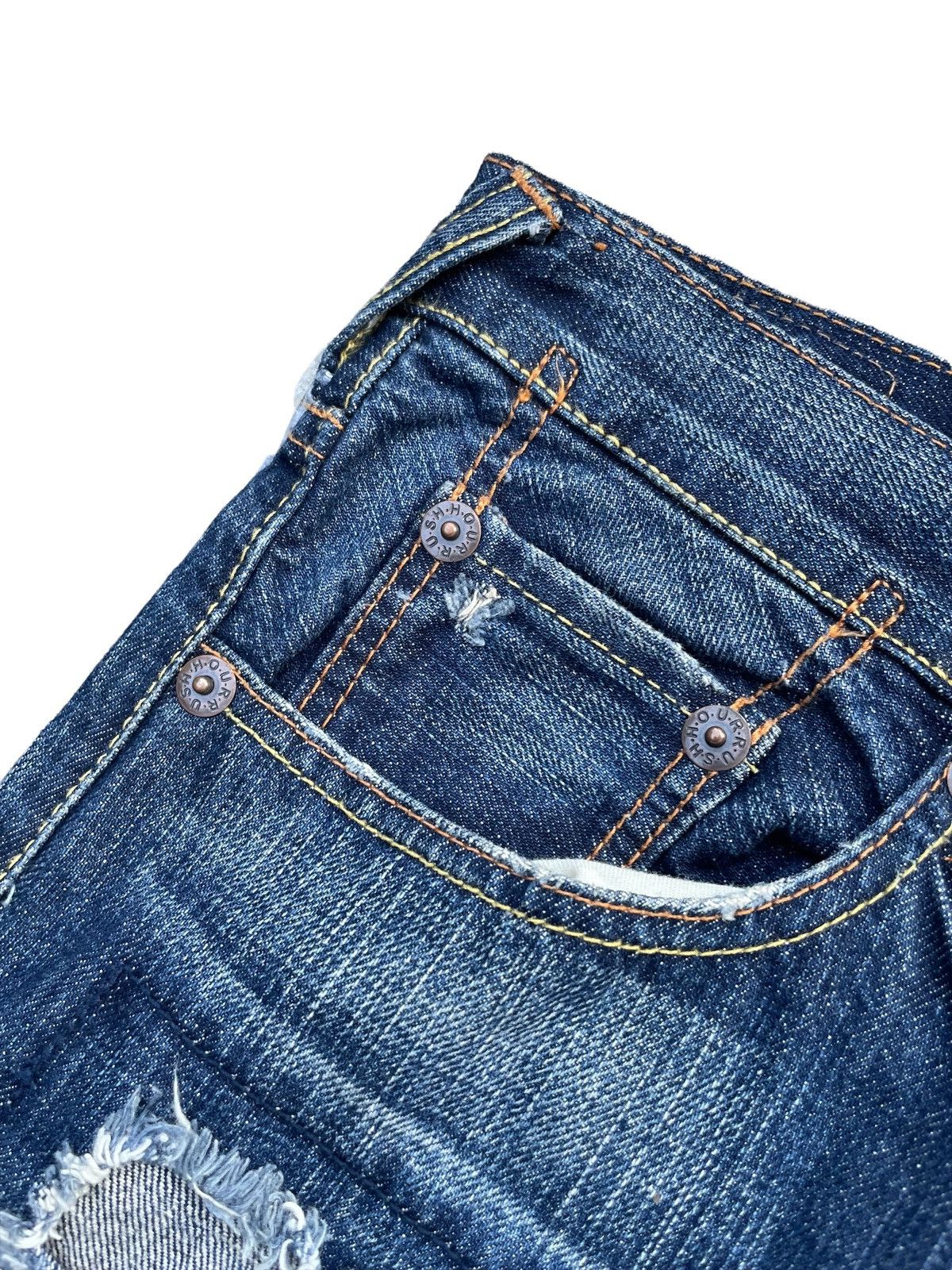 Japanese Brand Rush Hour Distresed Rework Denim Size US 33 - 8 Thumbnail