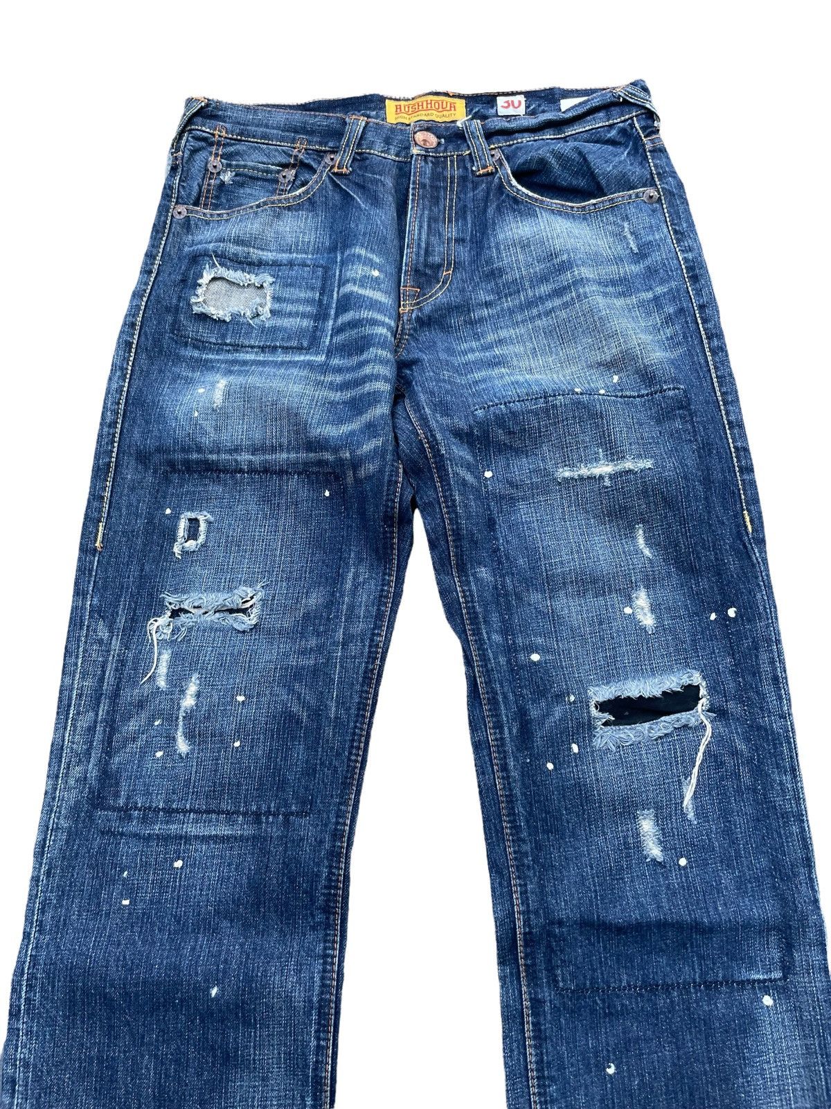 Japanese Brand Rush Hour Distresed Rework Denim Size US 33 - 4 Thumbnail