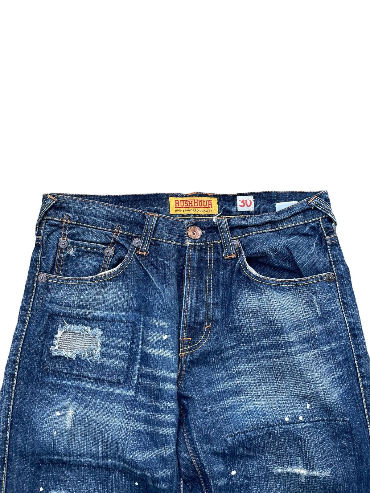 Japanese Brand Rush Hour Distresed Rework Denim Size US 33 - 7 Thumbnail
