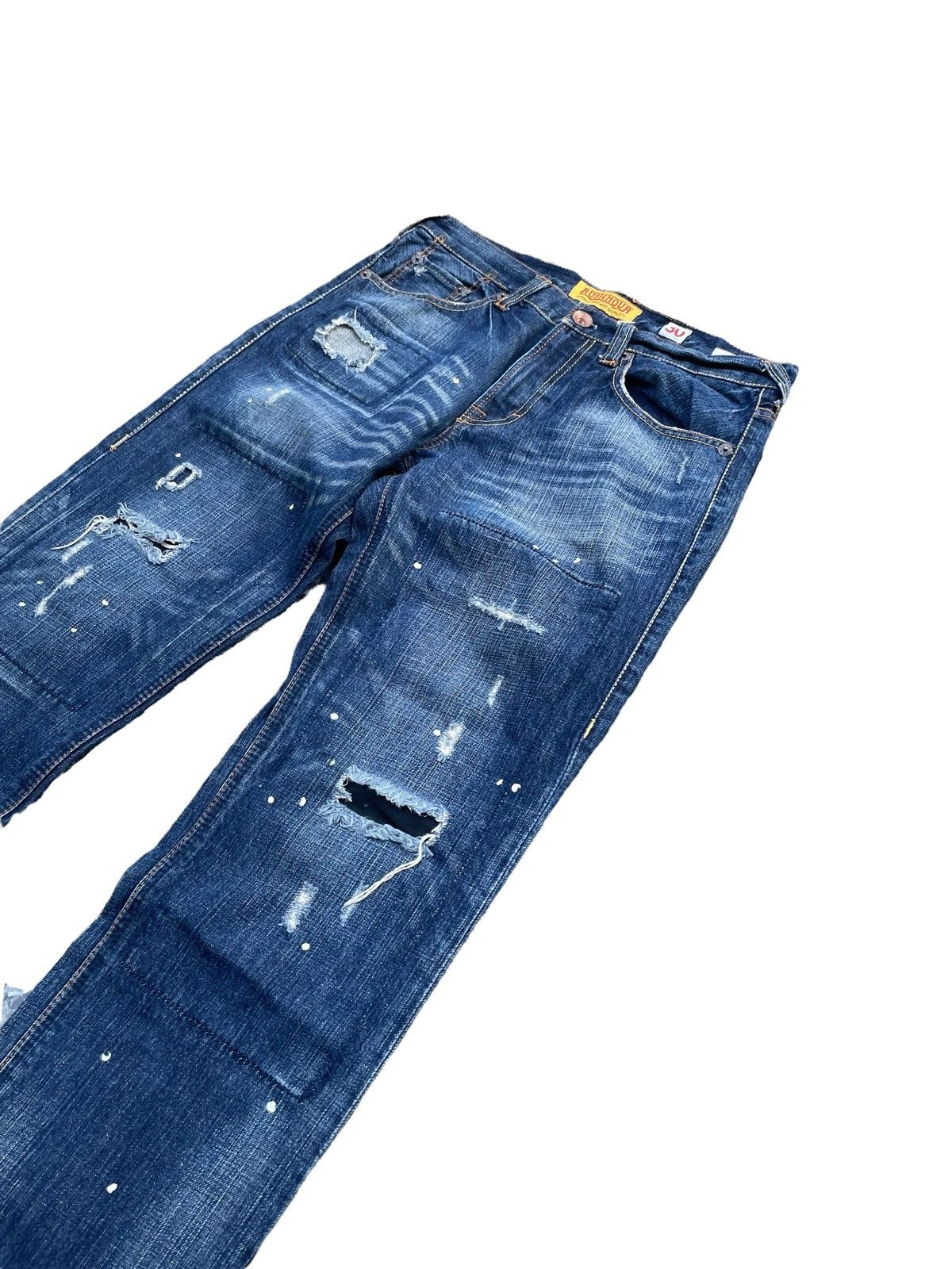 Japanese Brand Rush Hour Distresed Rework Denim Size US 33 - 3 Thumbnail