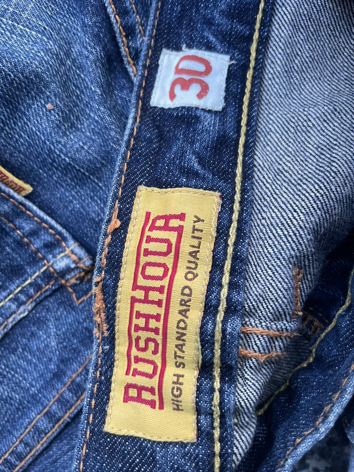 Japanese Brand Rush Hour Distresed Rework Denim Size US 33 - 17 Thumbnail