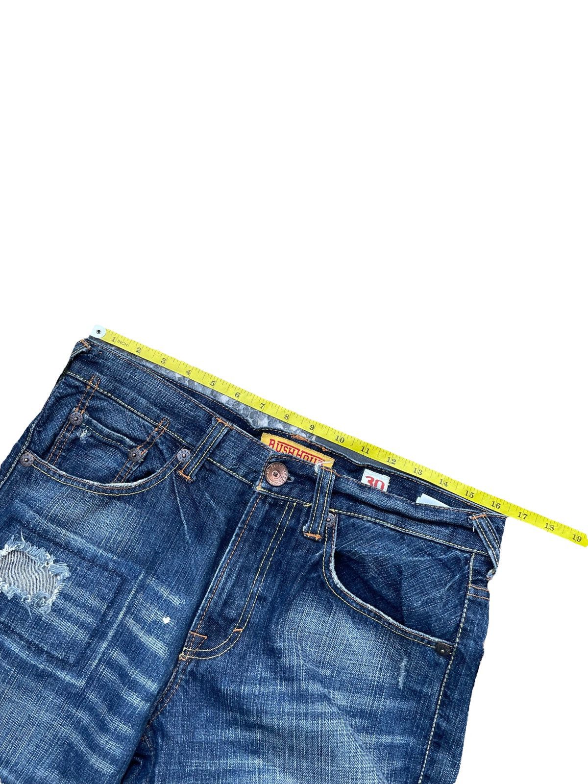 Japanese Brand Rush Hour Distresed Rework Denim Size US 33 - 2 Thumbnail