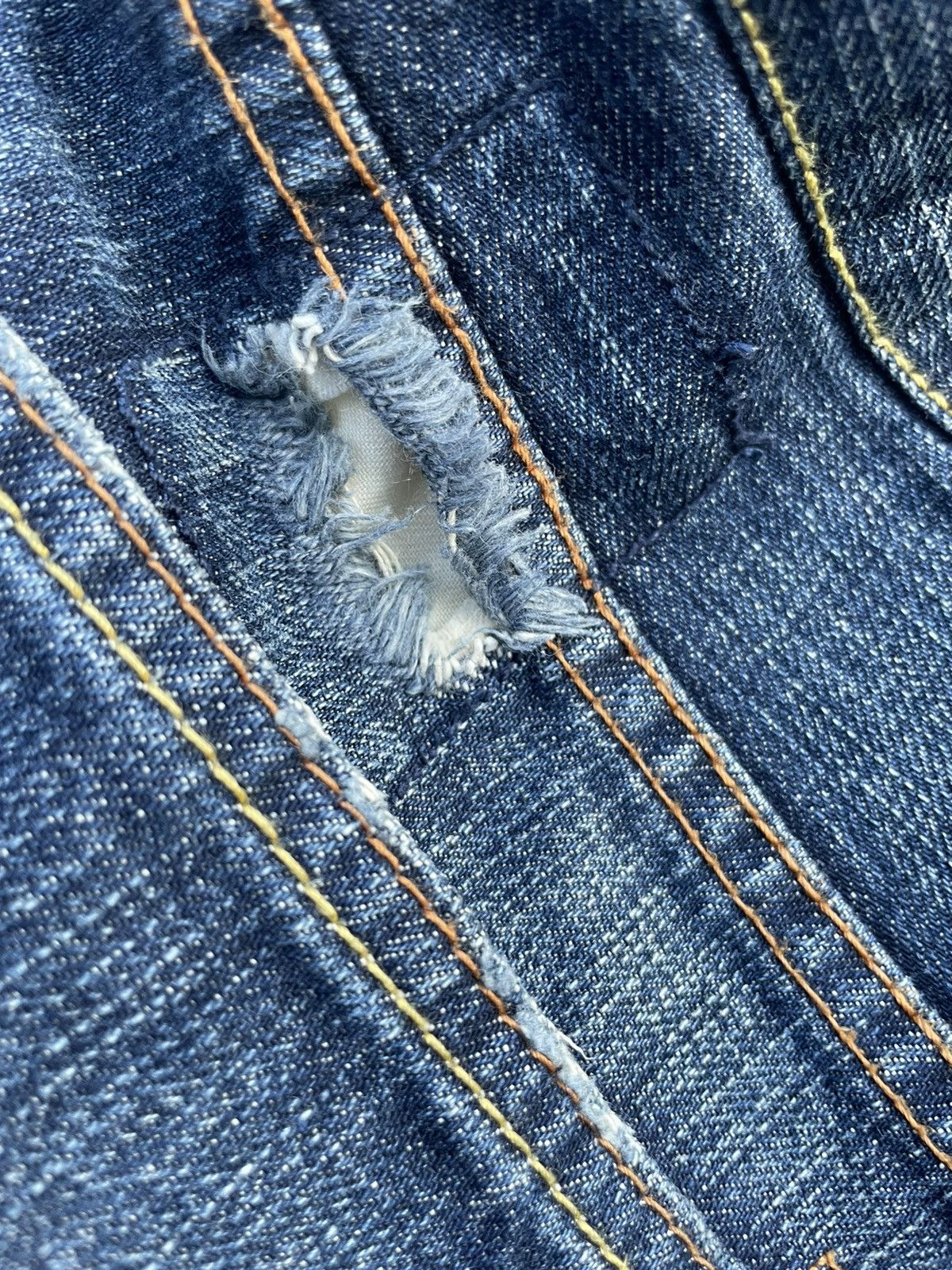 Japanese Brand Rush Hour Distresed Rework Denim Size US 33 - 12 Thumbnail