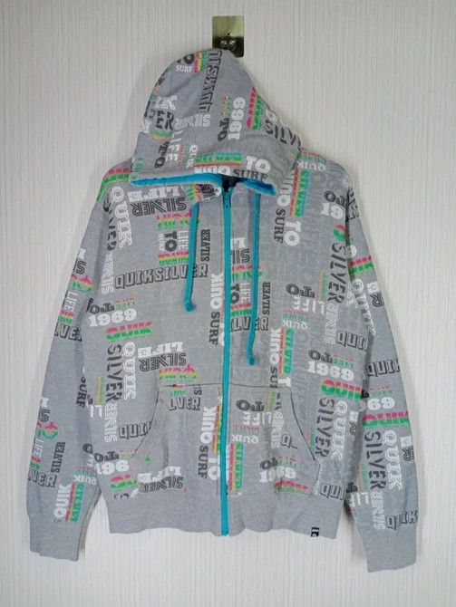 Quiksilver Rare Vintage Quiksilver Full Print Zip Hoodie Size US L / EU 52-54 / 3 - 1 Thumbnail