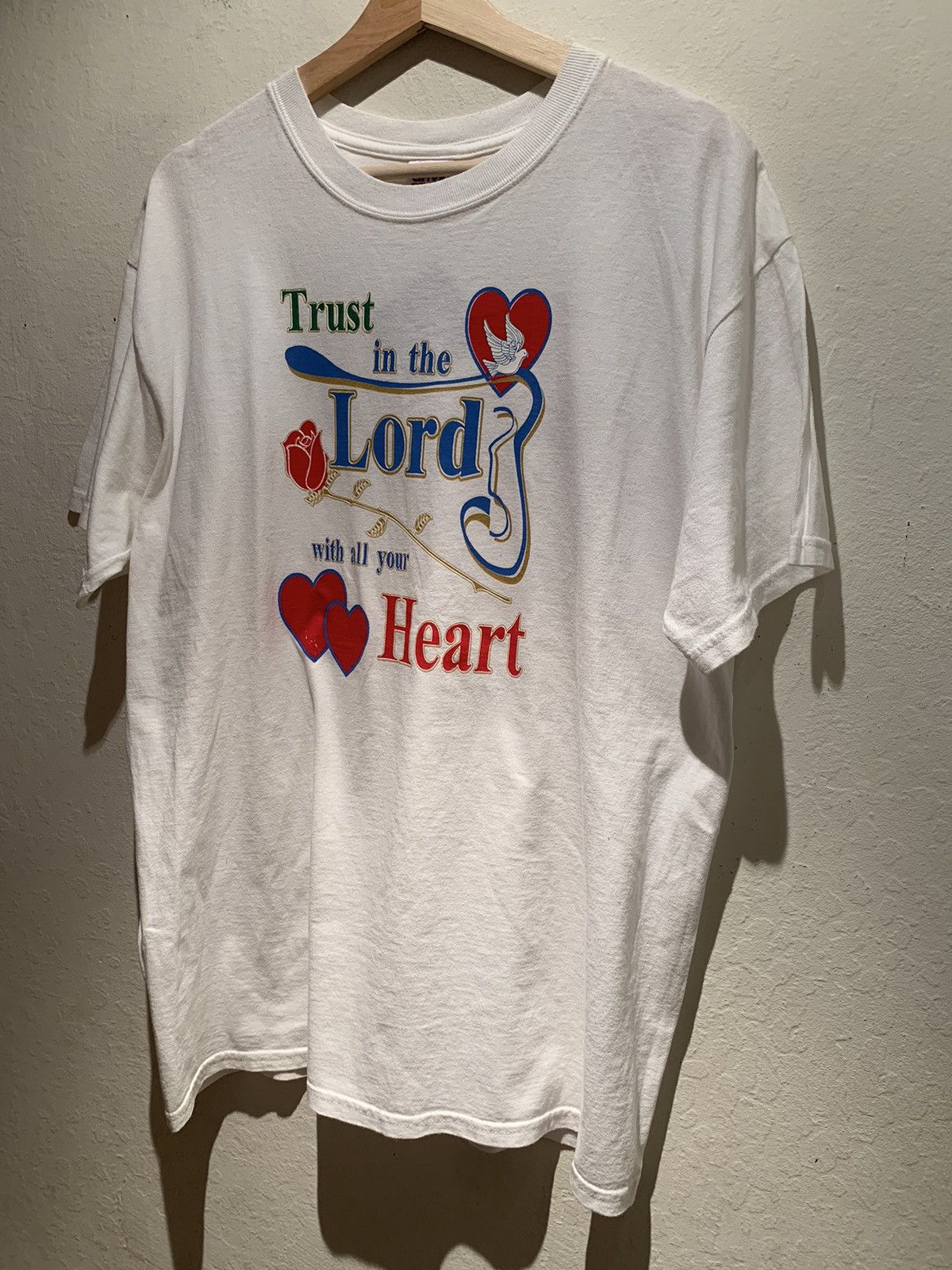 Anvil RARE* Vintage Trust The Lord With All Your Heart Jesus Shirt Size US L / EU 52-54 / 3 - 1 Thumbnail