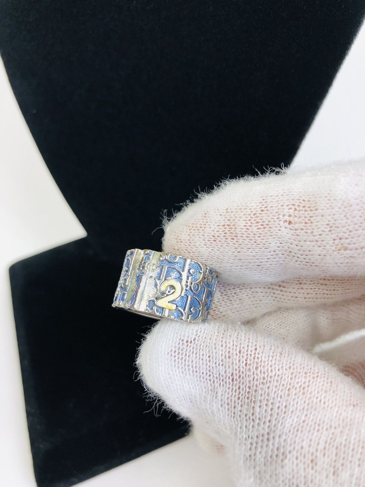 アクセサリー Christian Dior Trotter Ring Blue No.2 Christian Dior Trotter Logo No.2 Blue Ring Size 5 Used