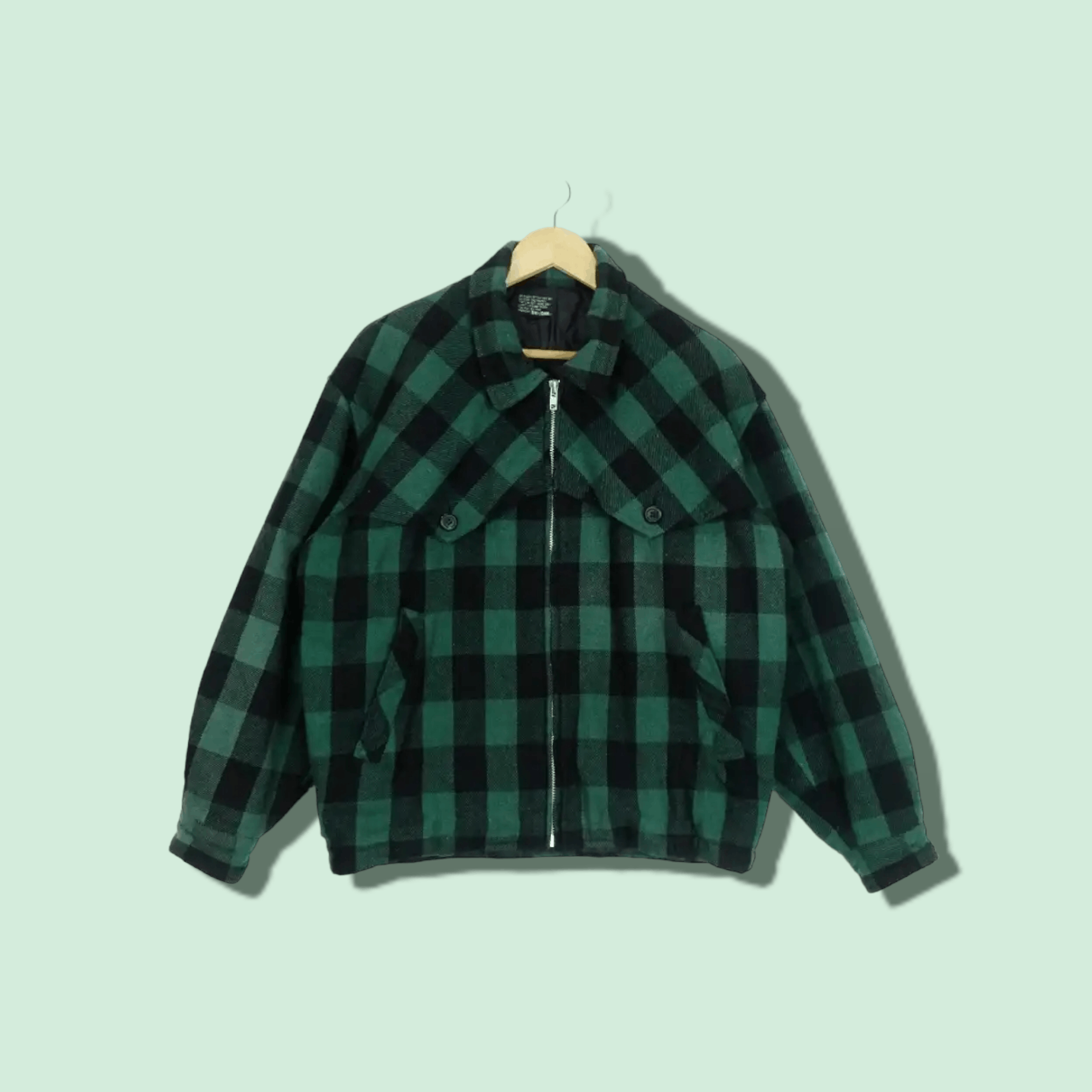 image of Archival Clothing x Big John Bomber Style Jacket in Black Green, Men's (Size Large)