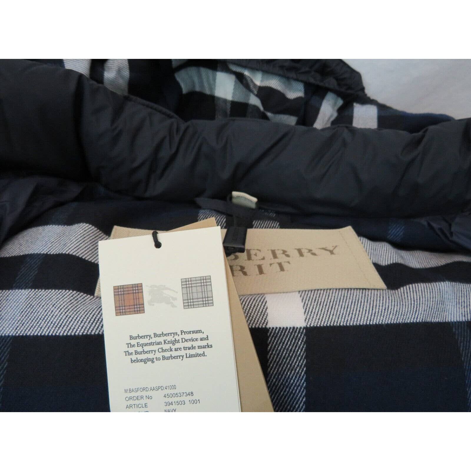 Burberry BASFORD 2 IN 1 NAVY NOVA CHECK HOODED DOWN PUFFER JACKET XL Size US XL / EU 56 / 4 - 8 Thumbnail