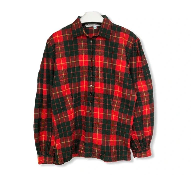 image of Norma Kamali Checked Plaid Tartan Flannel Shirt, Men's (Size Small)
