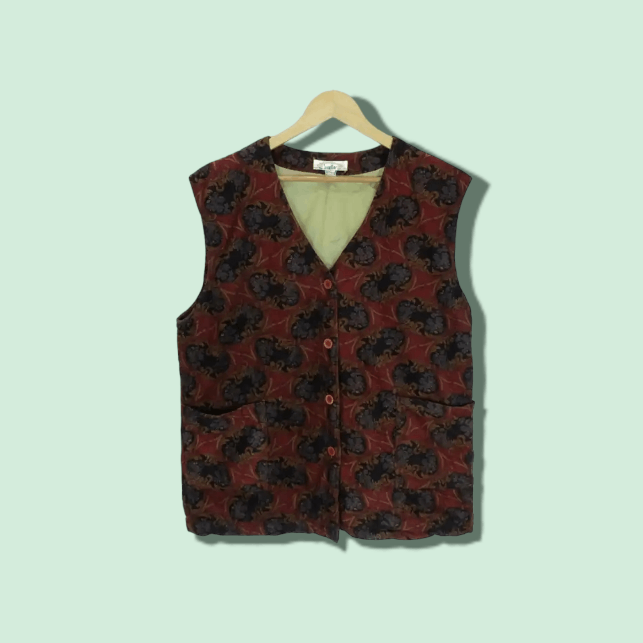 Japanese Brand 80's COUSEWIN Floral Monogram Multicolor Vest Jacket Size US L / EU 52-54 / 3 - 1 Thumbnail
