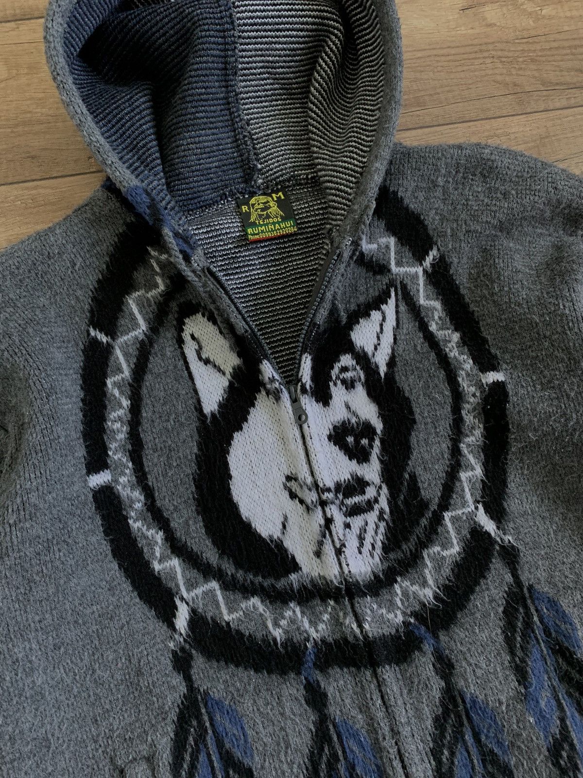 Vintage Vintage Aztec Wool Wolves Wolf Fleece Zip Sweater Hoodie Size US M / EU 48-50 / 2 - 4 Thumbnail