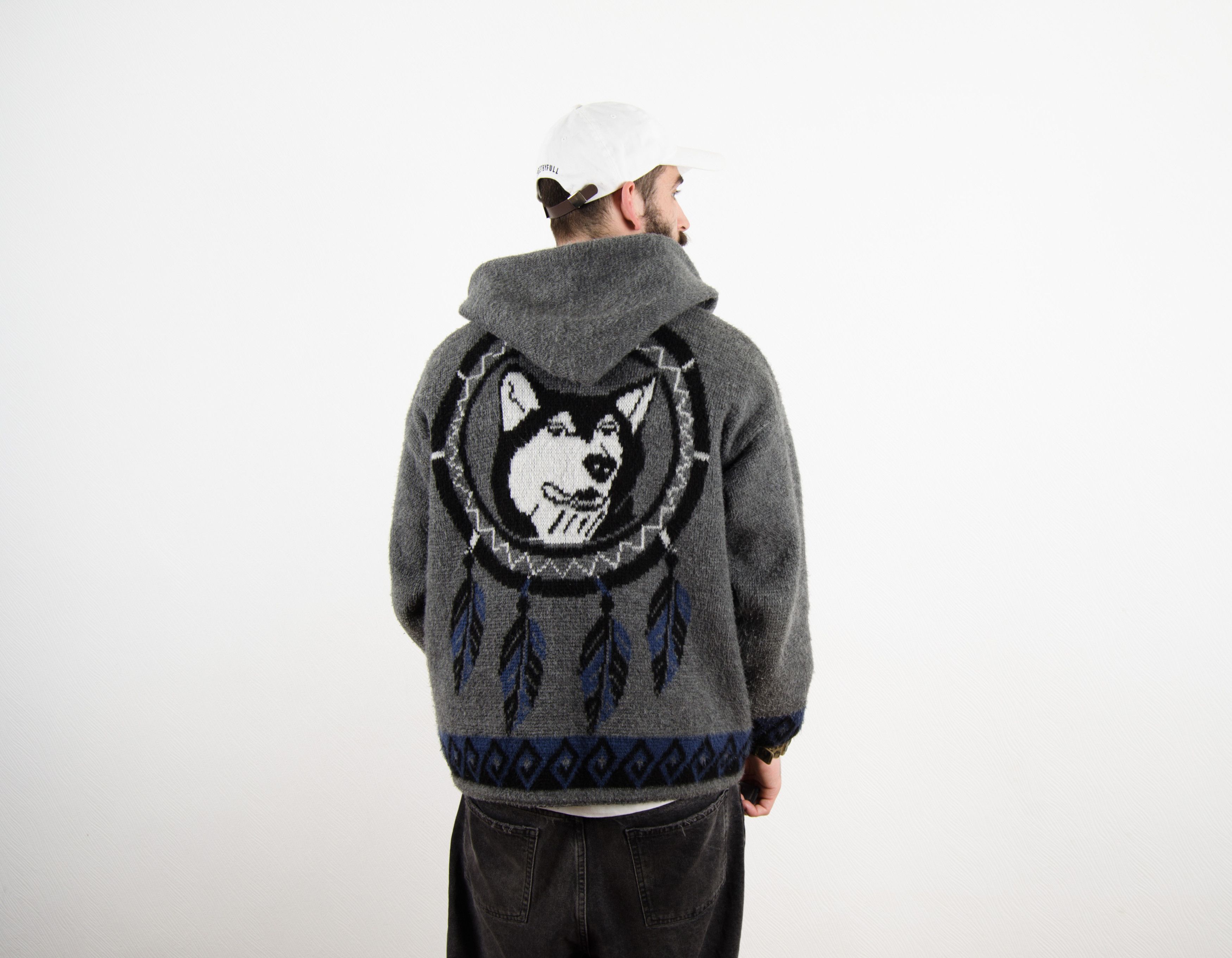 Vintage Vintage Aztec Wool Wolves Wolf Fleece Zip Sweater Hoodie Size US M / EU 48-50 / 2 - 3 Thumbnail