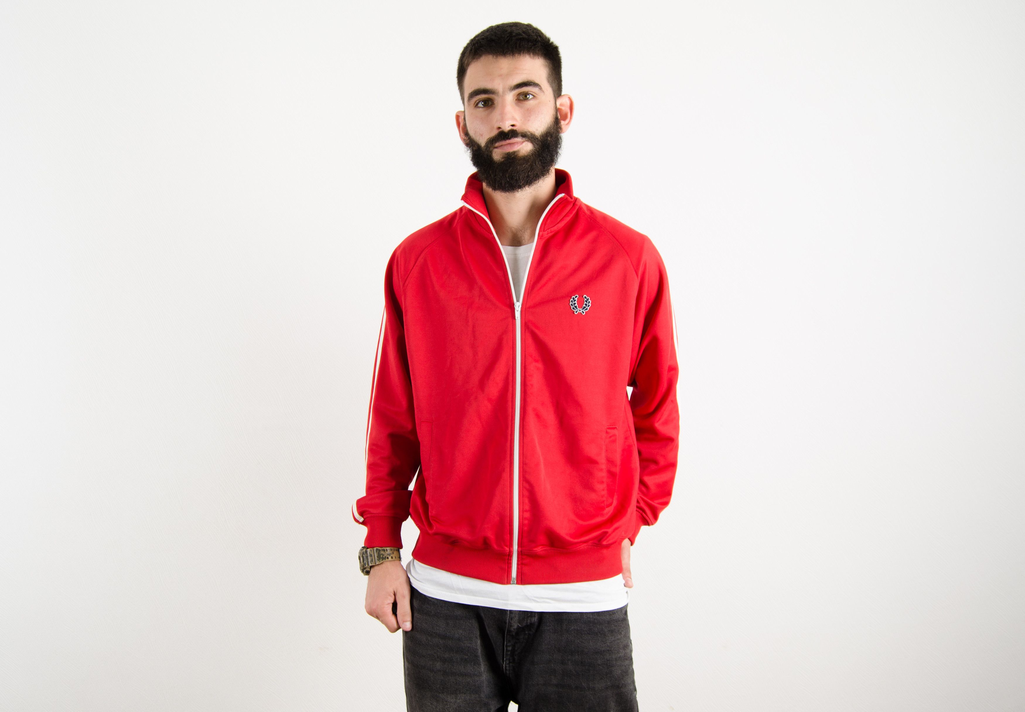 Fred Perry Vintage Fred Perry Logo Track Top Olympic Sweatshirt Size US L / EU 52-54 / 3 - 2 Thumbnail